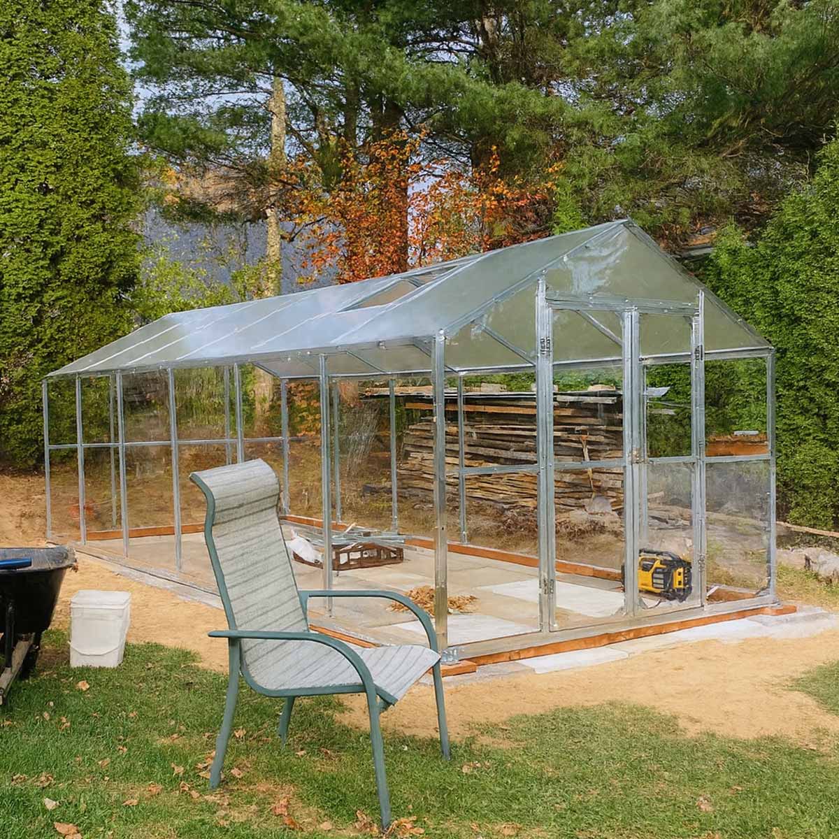 8' x 20' Greenhouse with Galvanized Steel Frame, Polycarbonate Twin-Wall Roof and Crystal-Clear Solid Walls TMG-GH821 - Image 3
