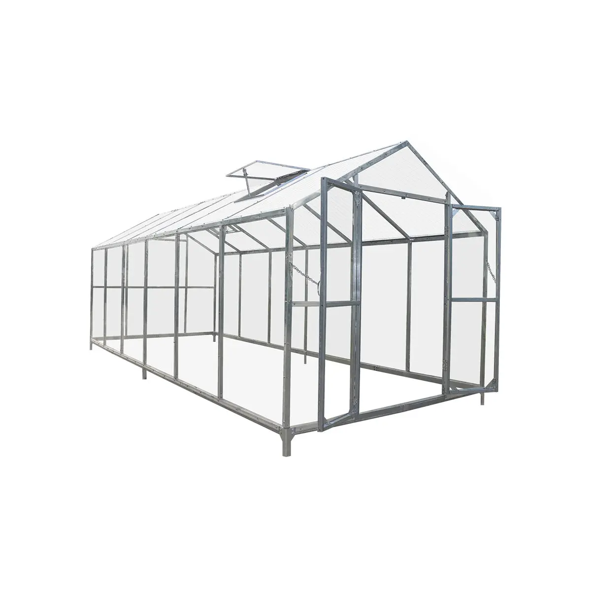 8' x 20' Greenhouse with Galvanized Steel Frame, Polycarbonate Twin-Wall Roof and Crystal-Clear Solid Walls TMG-GH821 - Image 8