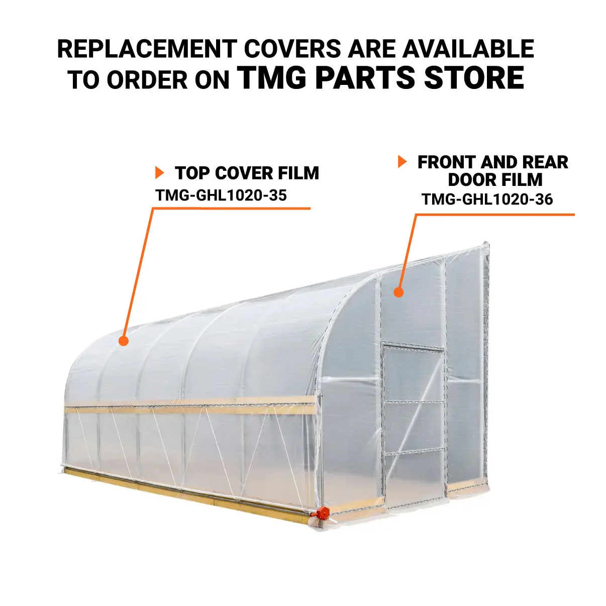 10' x 20' Lean-To Greenhouse Grow Tent w/6 Mil Clear EVA Plastic Film, Cold Frame, Hand Crank Roll-Up Side, 6-½' Sidewall, TMG-GHL1020 - Image 3