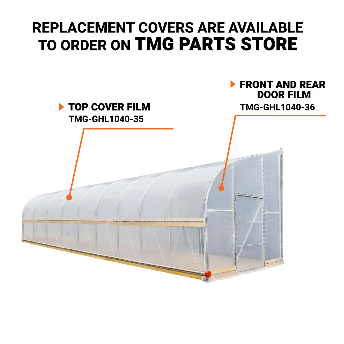 10' x 40' Lean-To Greenhouse Grow Tent w/6 Mil Clear EVA Plastic Film, Cold Frame, Hand Crank Roll-Up Side, 6-½' Sidewall, TMG-GHL1040 - Image 3