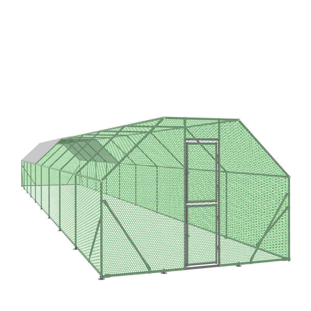 10' x 60' Wire Mesh Chicken Run Shelter Coop, Galvanized Steel, 600 Sq-Ft, Lockable Gate, PVC Coated Mesh, TMG-CRS1060 - Image 12