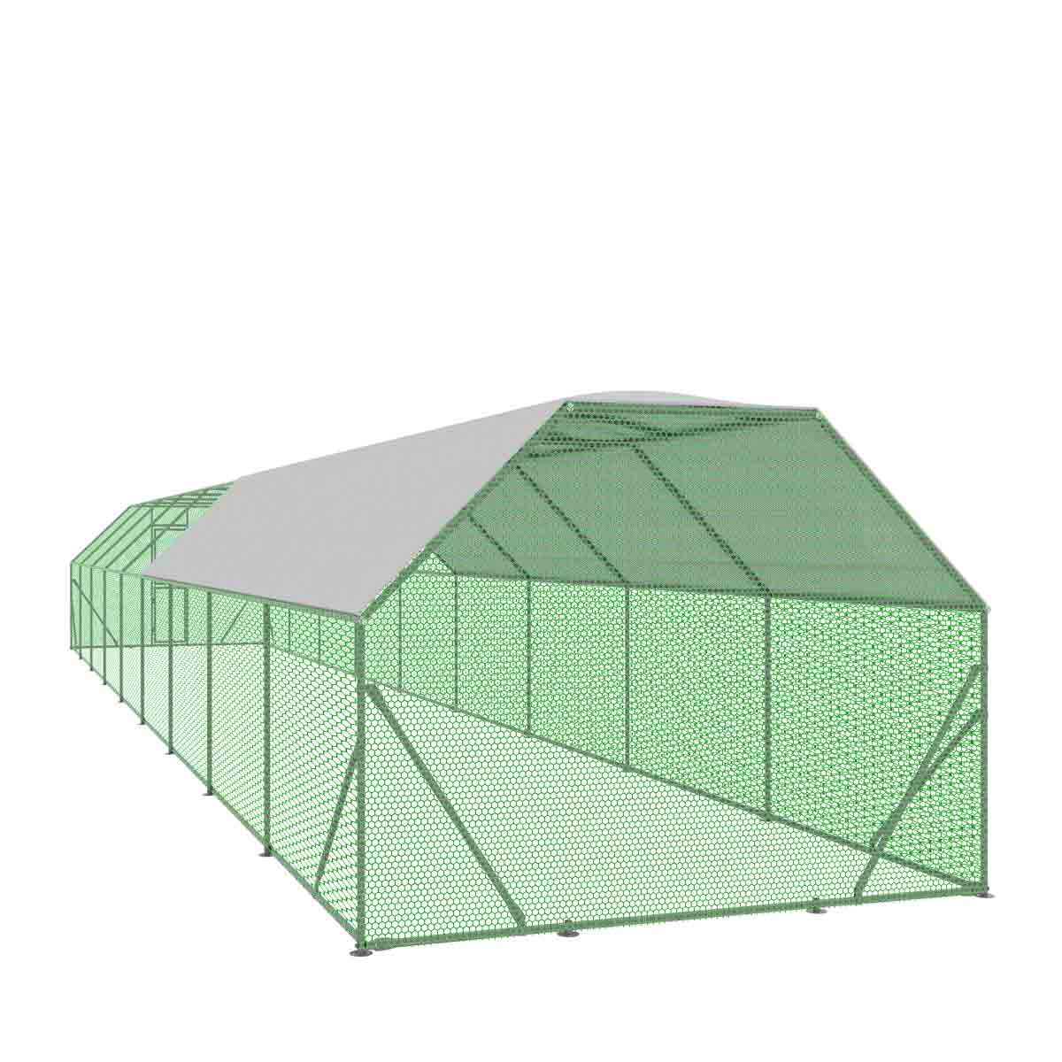 10' x 60' Wire Mesh Chicken Run Shelter Coop, Galvanized Steel, 600 Sq-Ft, Lockable Gate, PVC Coated Mesh, TMG-CRS1060 - Image 15
