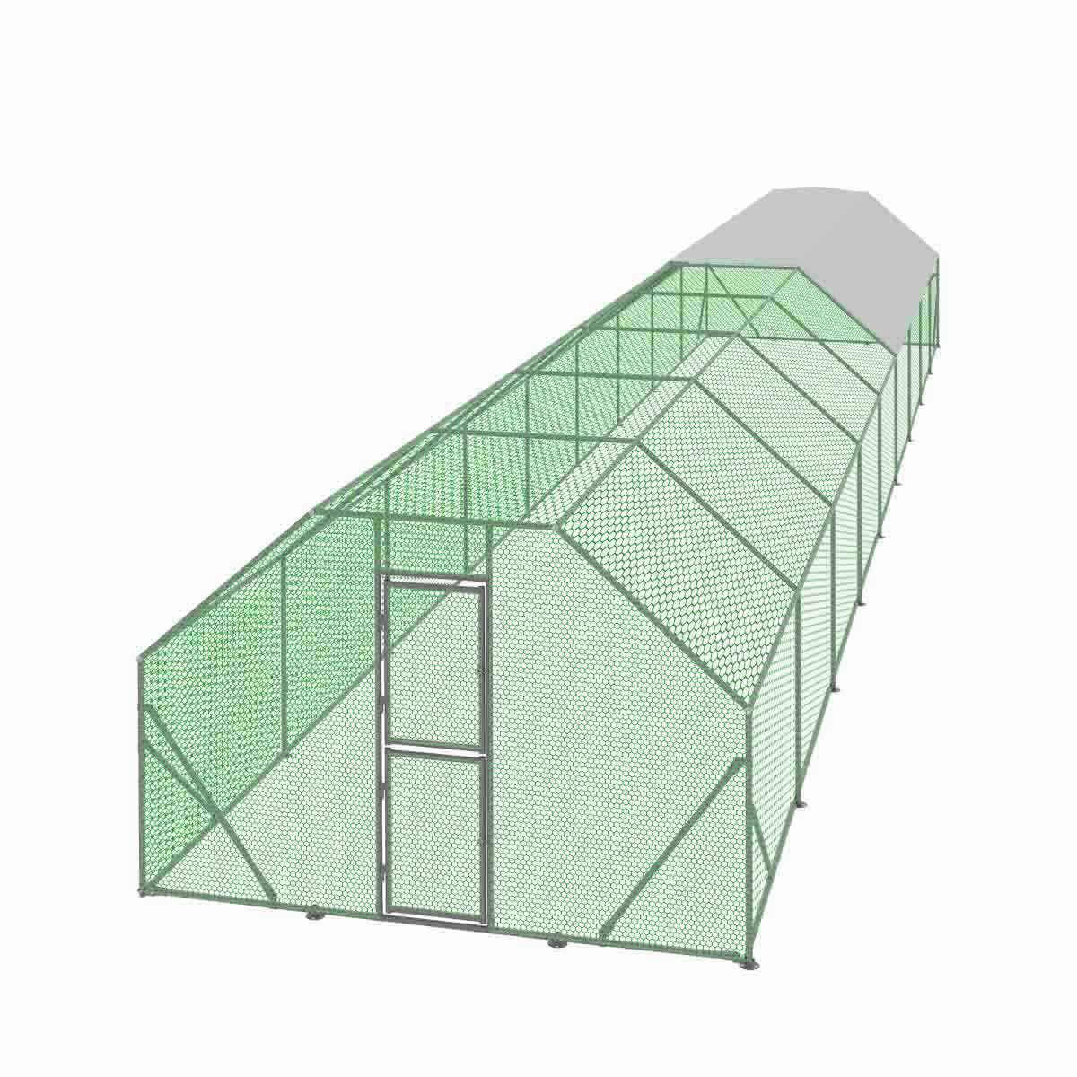 10' x 60' Wire Mesh Chicken Run Shelter Coop, Galvanized Steel, 600 Sq-Ft, Lockable Gate, PVC Coated Mesh, TMG-CRS1060 - Image 16