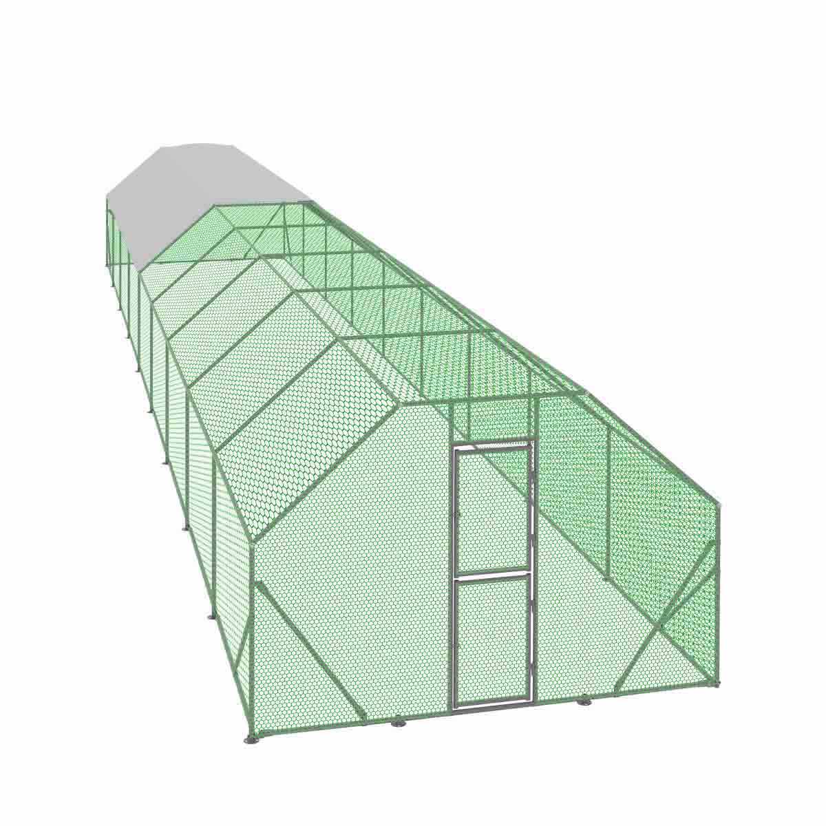 10' x 60' Wire Mesh Chicken Run Shelter Coop, Galvanized Steel, 600 Sq-Ft, Lockable Gate, PVC Coated Mesh, TMG-CRS1060 - Image 17