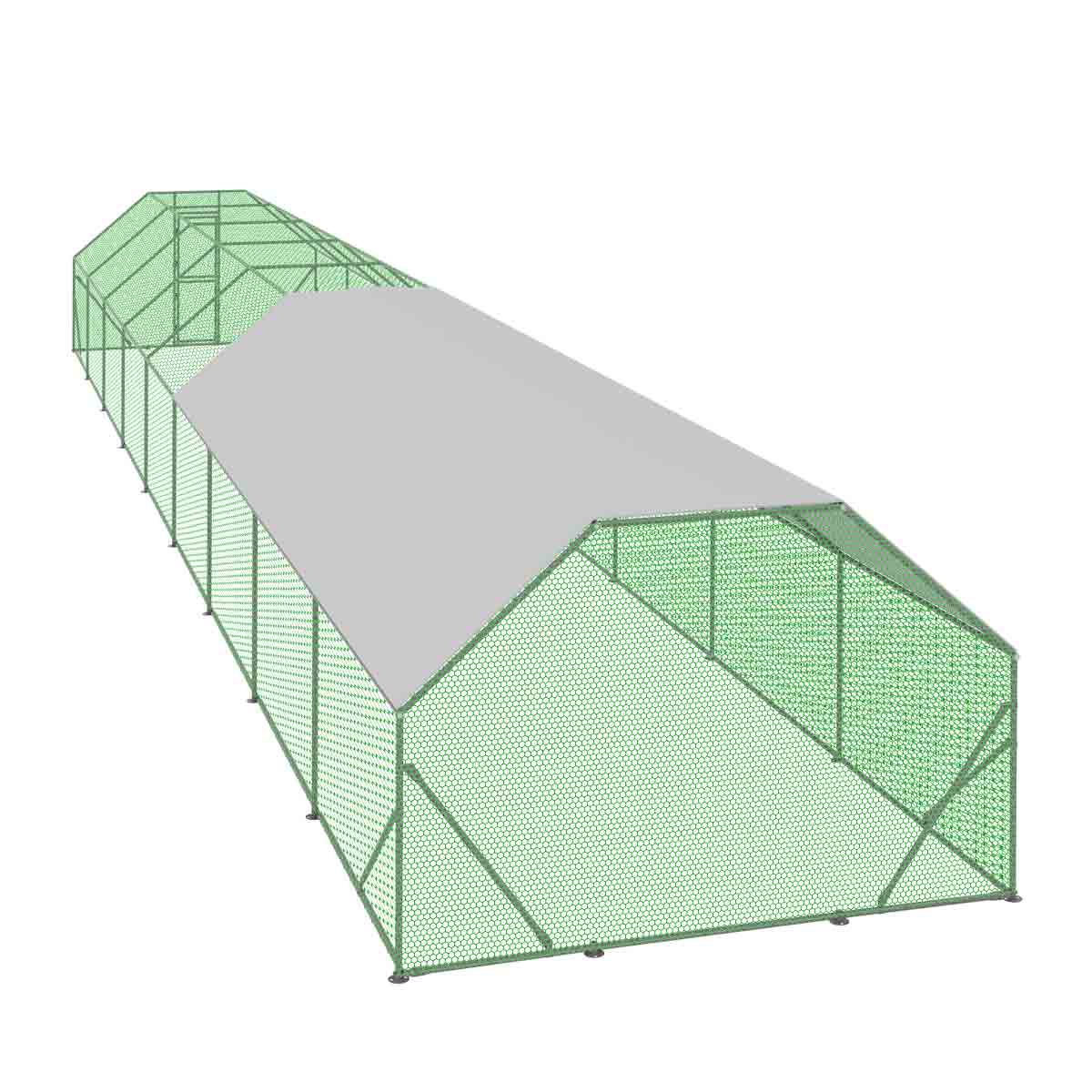 10' x 60' Wire Mesh Chicken Run Shelter Coop, Galvanized Steel, 600 Sq-Ft, Lockable Gate, PVC Coated Mesh, TMG-CRS1060 - Image 19