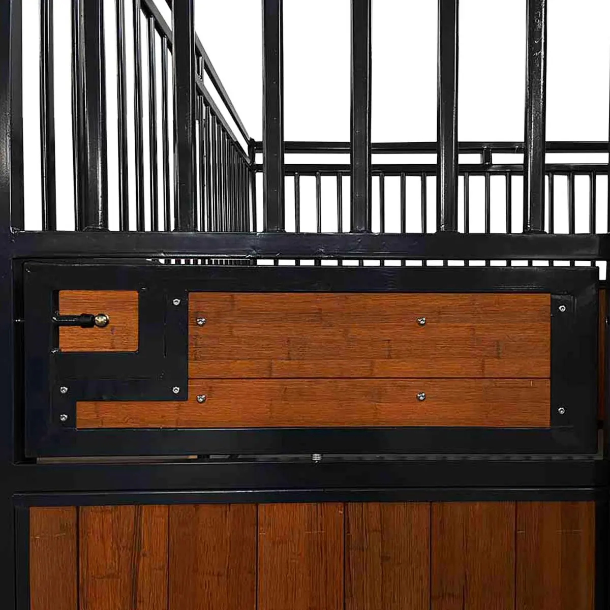 12' Horse Stall Bamboo Panel, Vertical Bar Top, Front panel c/w Window/Feeder and Sliding Door, TMG-FHS13A or FHS13B - Image 12