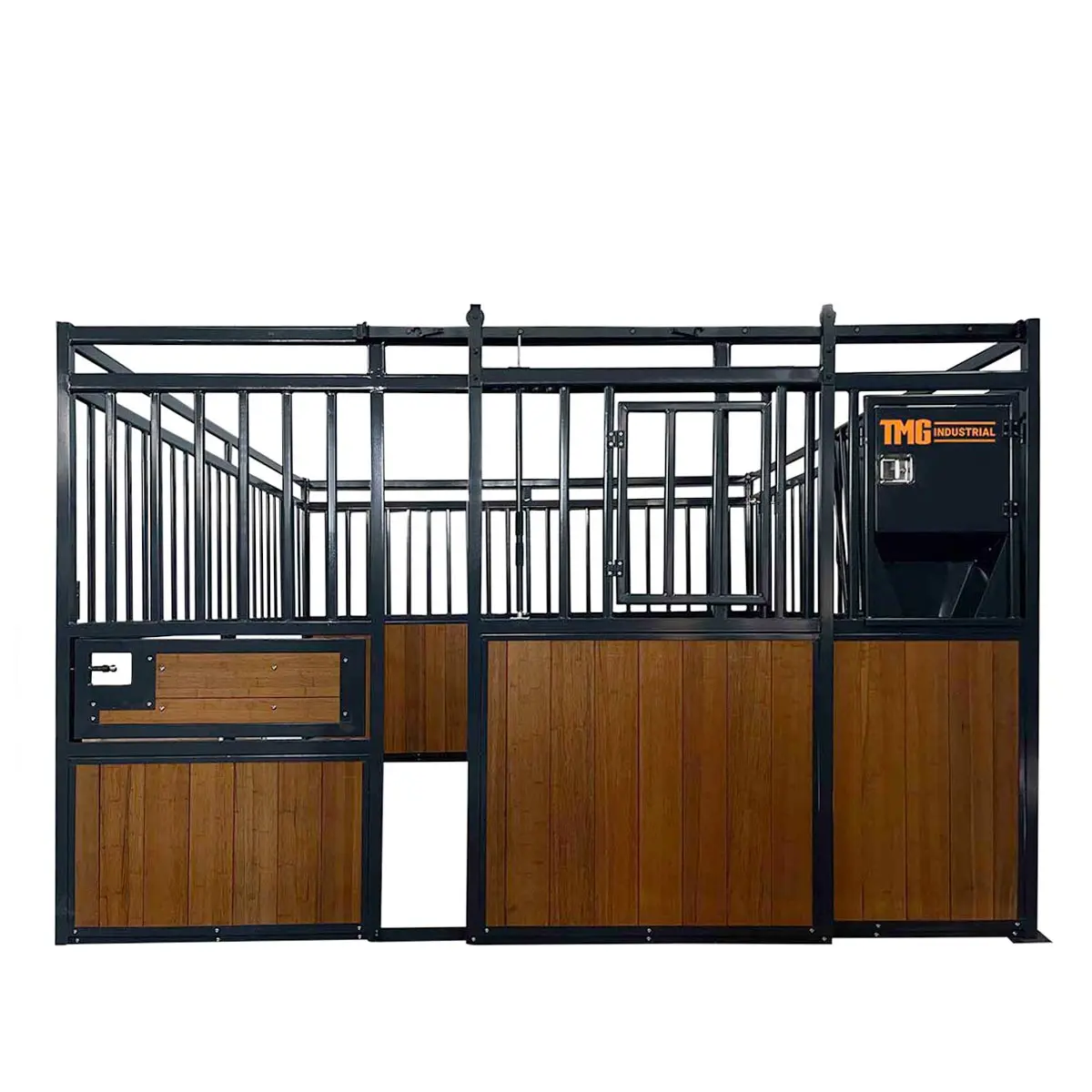 12' Horse Stall Bamboo Panel, Vertical Bar Top, Front panel c/w Window/Feeder and Sliding Door, TMG-FHS13A or FHS13B - Image 7