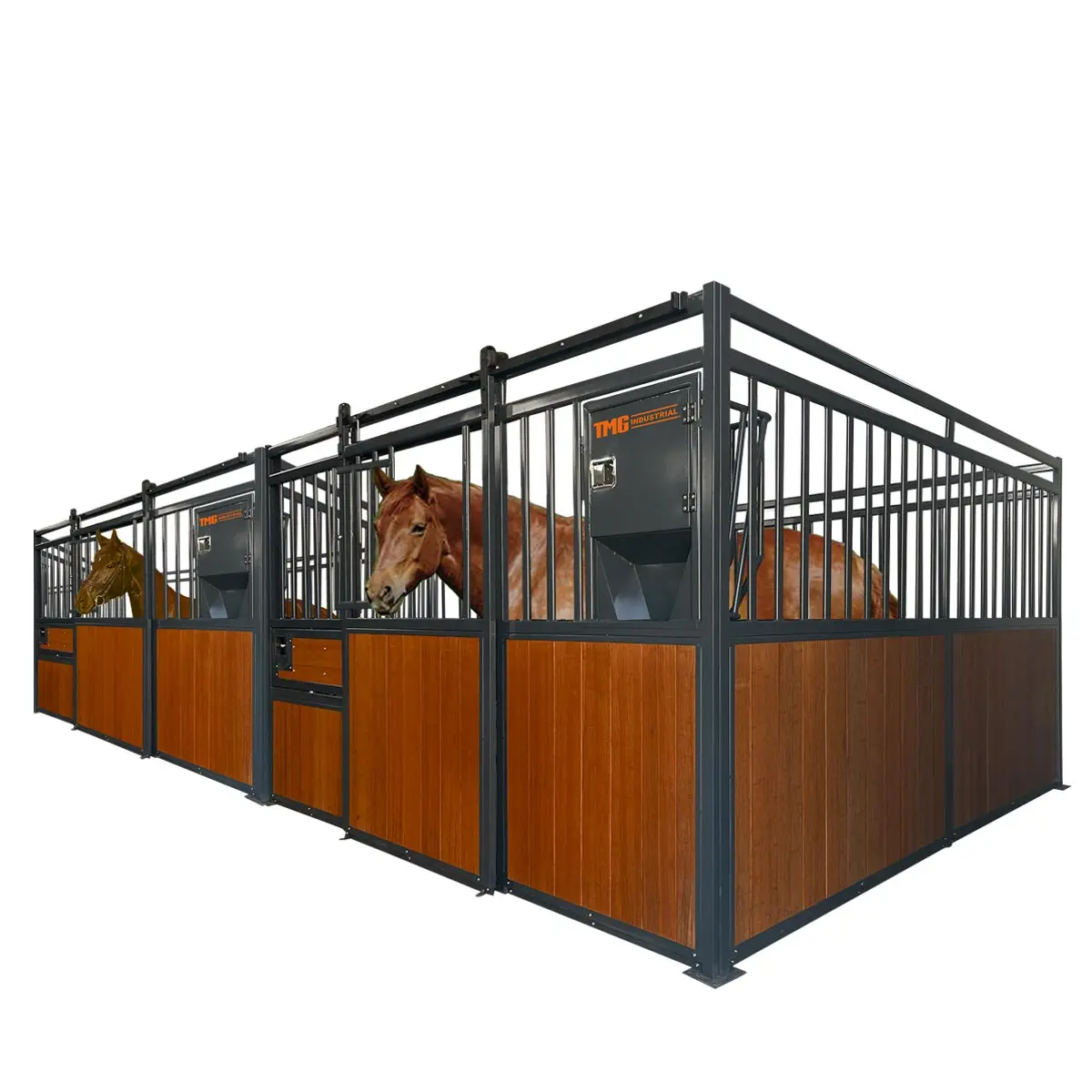 12' Horse Stall Bamboo Panel, Vertical Bar Top, Front panel c/w Window/Feeder and Sliding Door, TMG-FHS13A or FHS13B - Image 8
