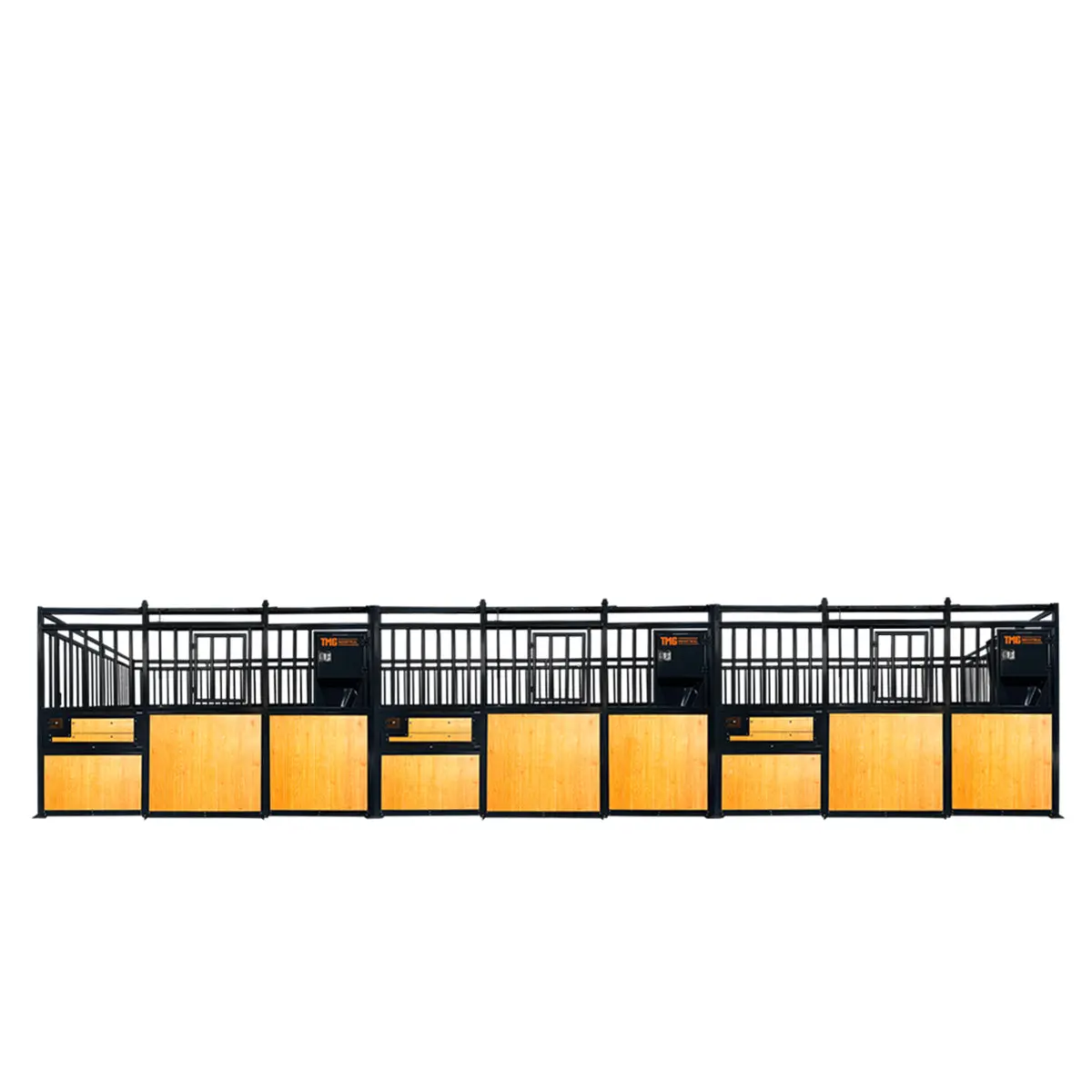 12' Horse Stall Pine Lumber Panel, Vertical Bar Top & Wood-Filled Bottom, Front panel c/w Window/Feeder and Sliding Door, TMG-FHS12A and FHS12B - Image 13