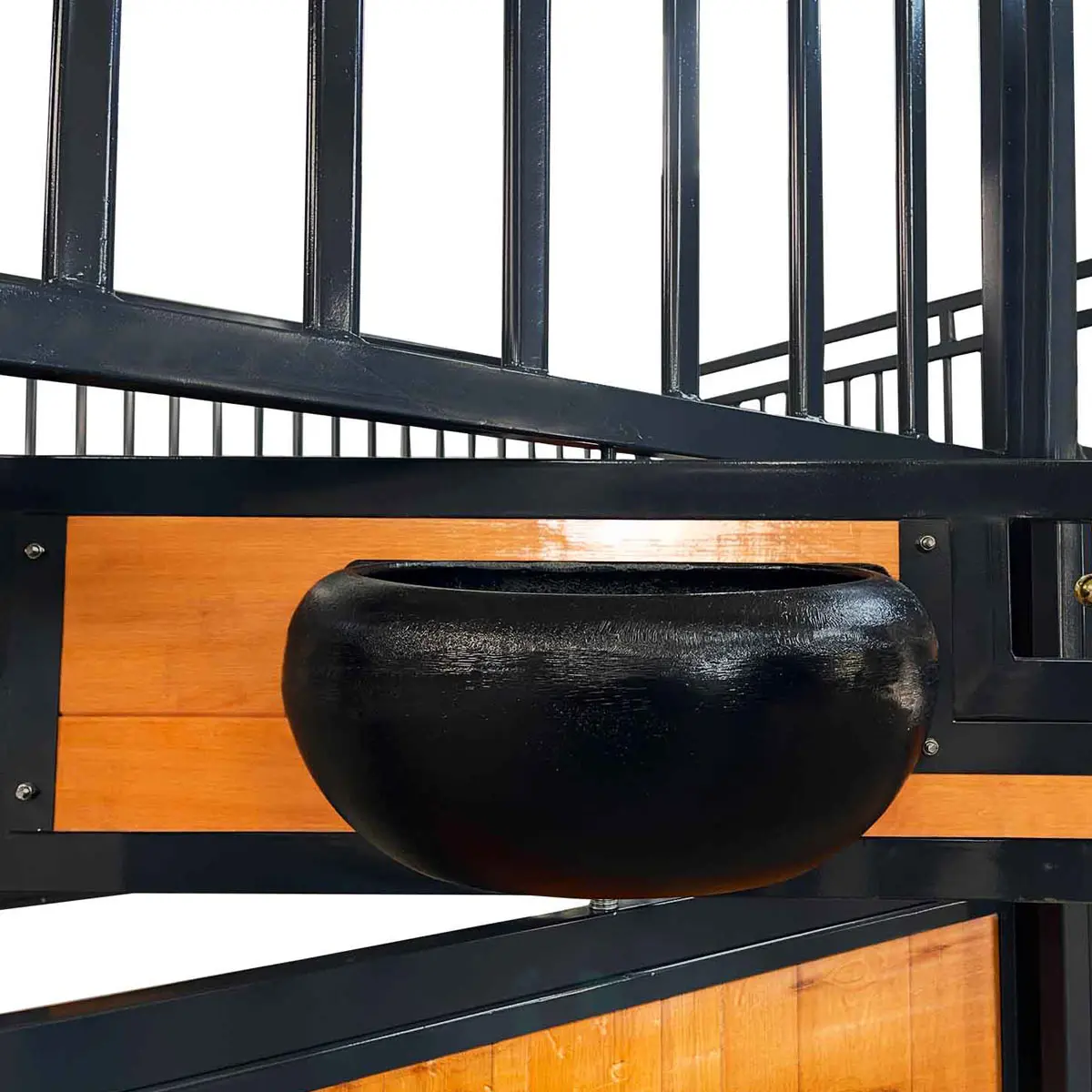 12' Horse Stall Pine Lumber Panel, Vertical Bar Top & Wood-Filled Bottom, Front panel c/w Window/Feeder and Sliding Door, TMG-FHS12A and FHS12B - Image 15