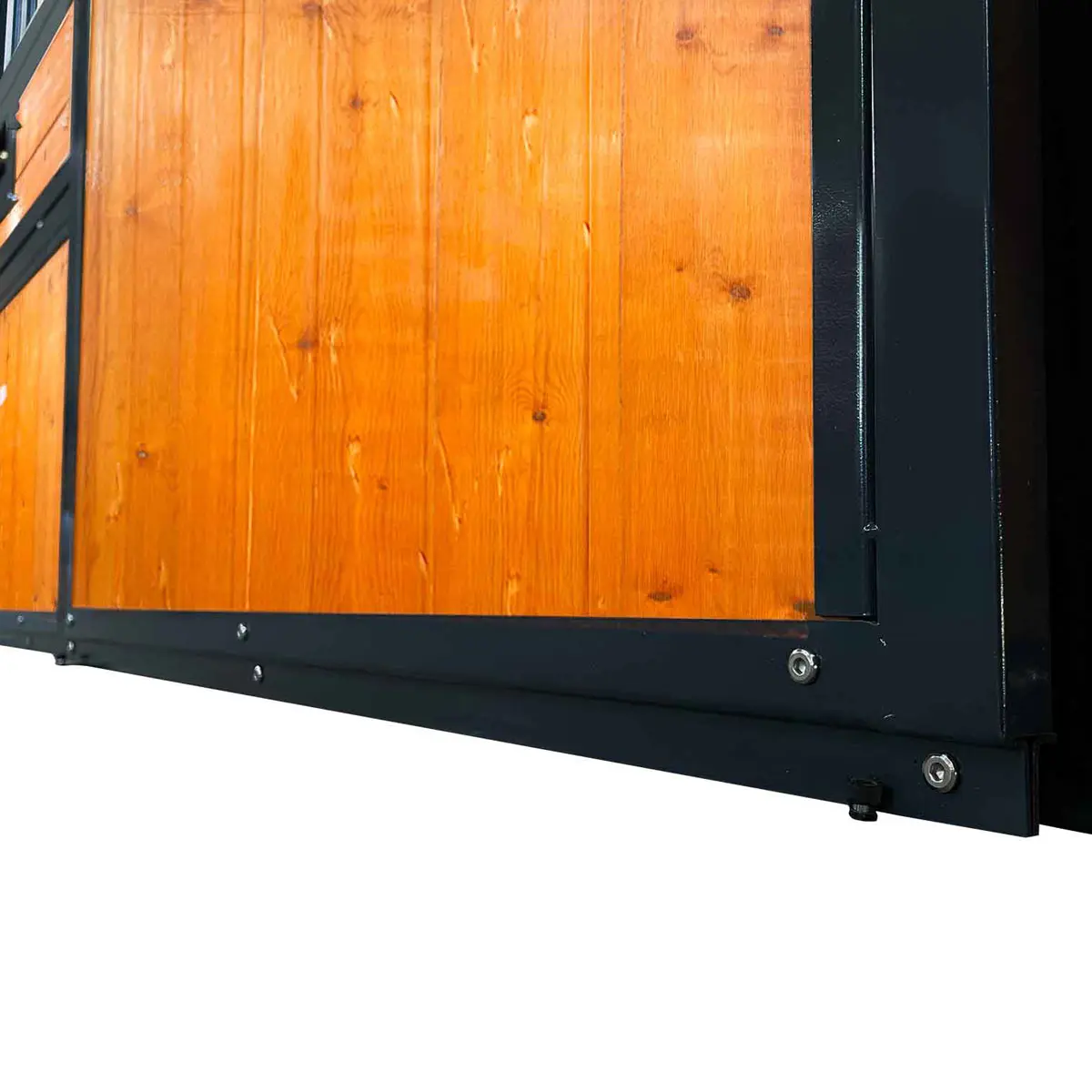 12' Horse Stall Pine Lumber Panel, Vertical Bar Top & Wood-Filled Bottom, Front panel c/w Window/Feeder and Sliding Door, TMG-FHS12A and FHS12B - Image 17
