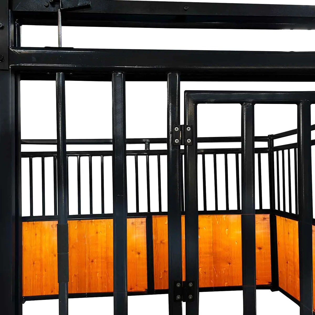 12' Horse Stall Pine Lumber Panel, Vertical Bar Top & Wood-Filled Bottom, Front panel c/w Window/Feeder and Sliding Door, TMG-FHS12A and FHS12B - Image 21