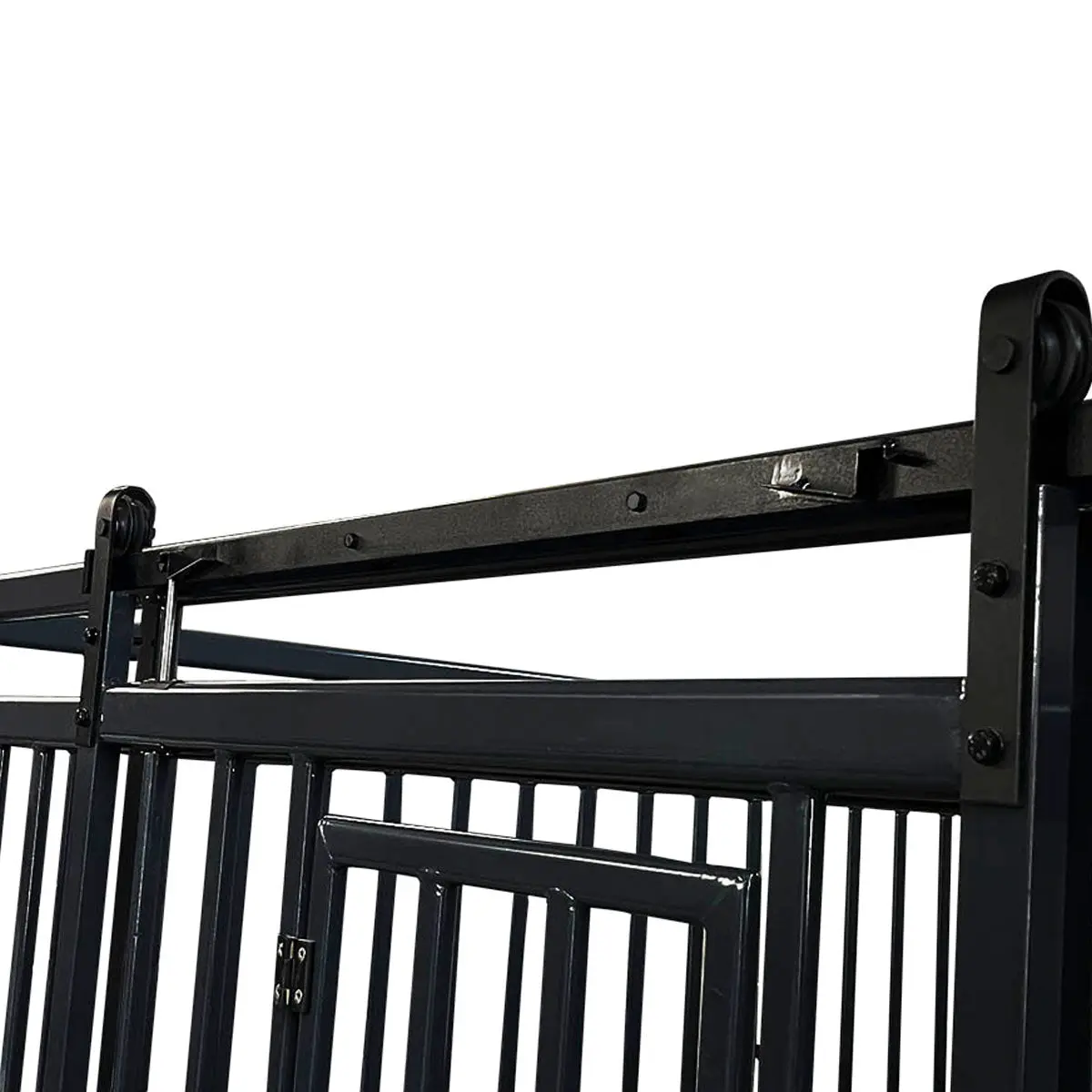 12' Horse Stall Pine Lumber Panel, Vertical Bar Top & Wood-Filled Bottom, Front panel c/w Window/Feeder and Sliding Door, TMG-FHS12A and FHS12B - Image 25