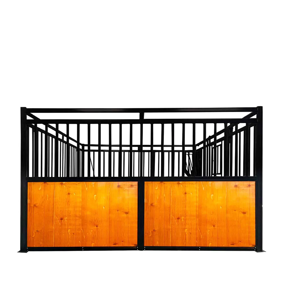12' Horse Stall Pine Lumber Panel, Vertical Bar Top & Wood-Filled Bottom, Front panel c/w Window/Feeder and Sliding Door, TMG-FHS12A and FHS12B - Image 6