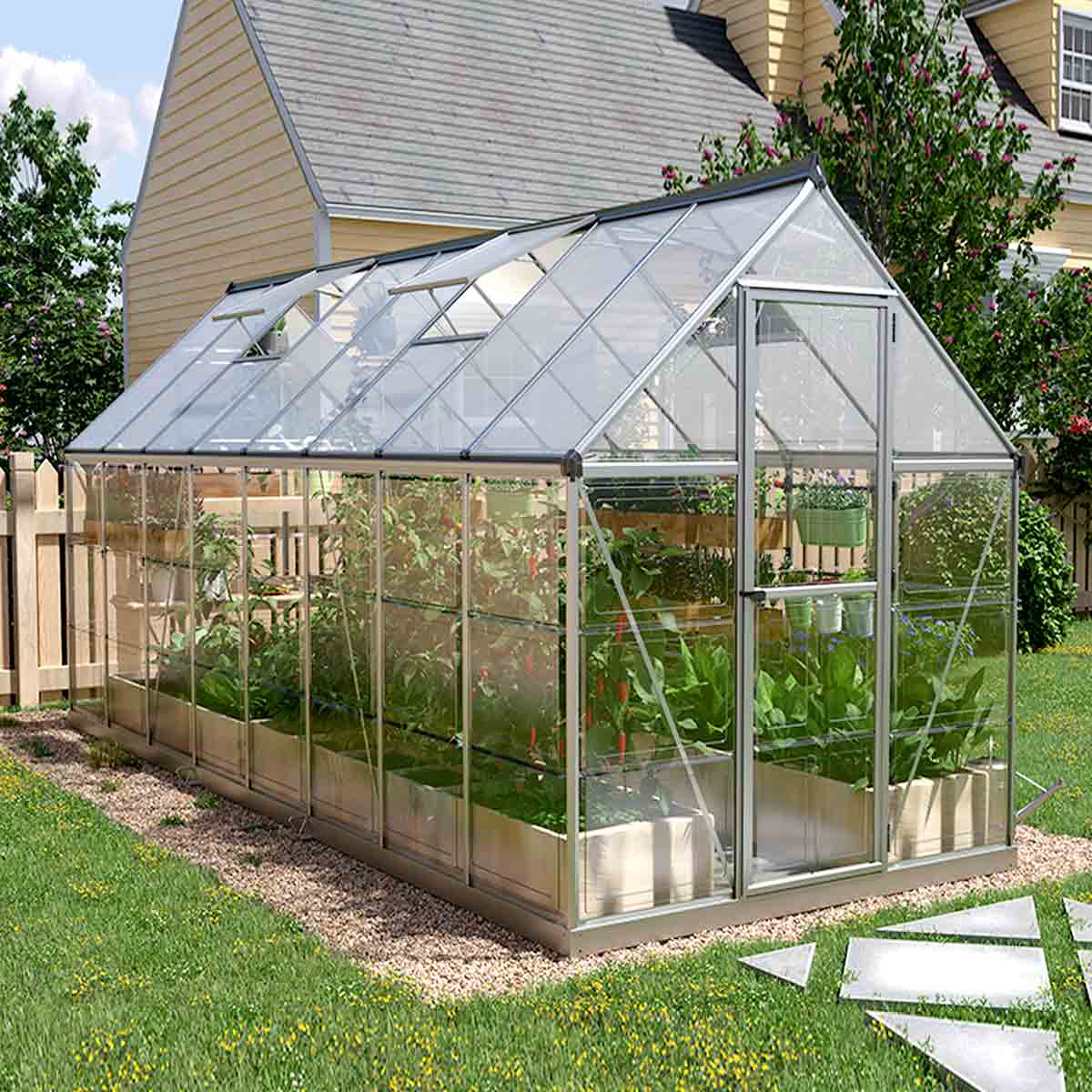 6' x 16' Crystal Clear Greenhouse, Aluminum Frame, Integrated Gutter System, Roof Vents, TMG-GH616 - Image 4