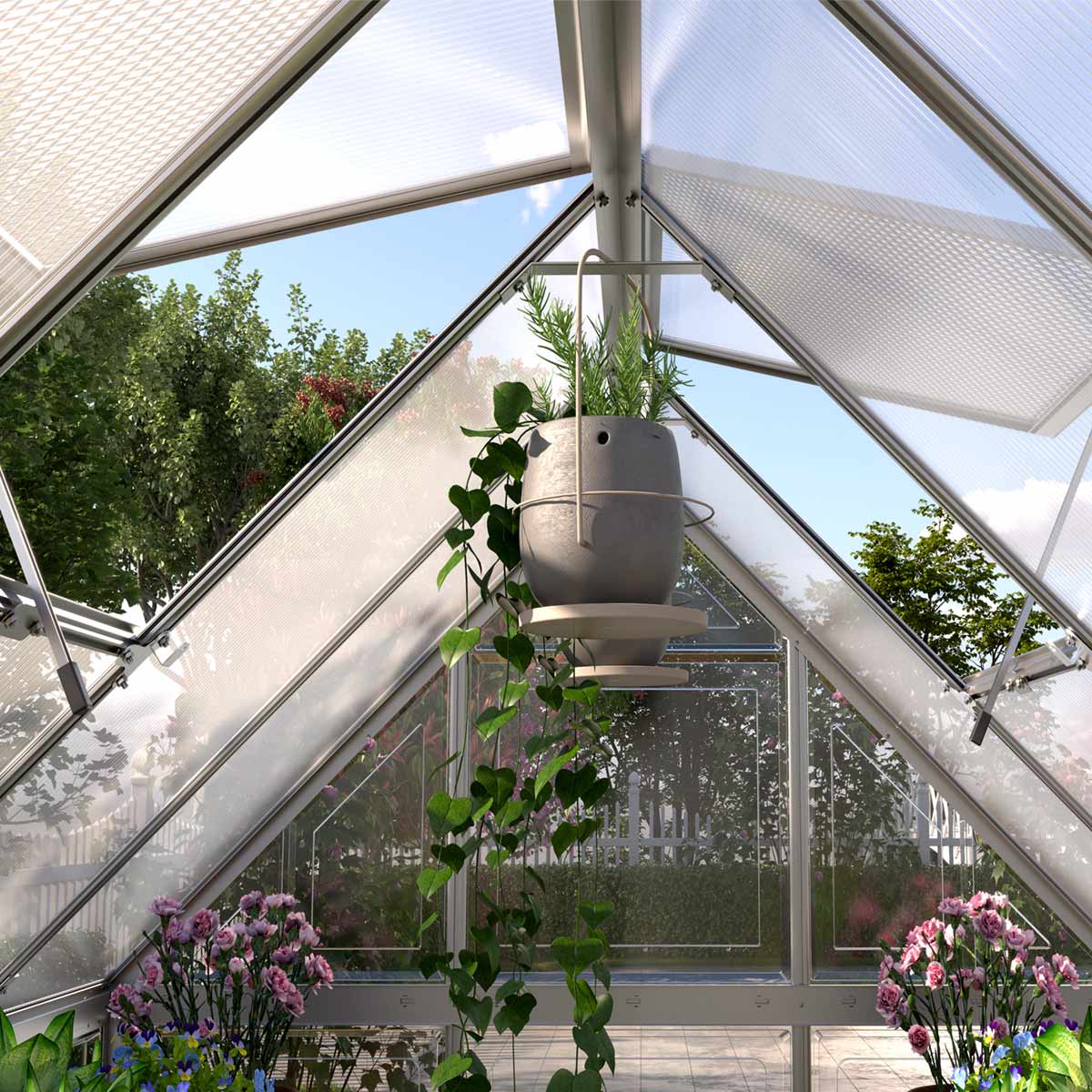 6' x 16' Crystal Clear Greenhouse, Aluminum Frame, Integrated Gutter System, Roof Vents, TMG-GH616 - Image 5