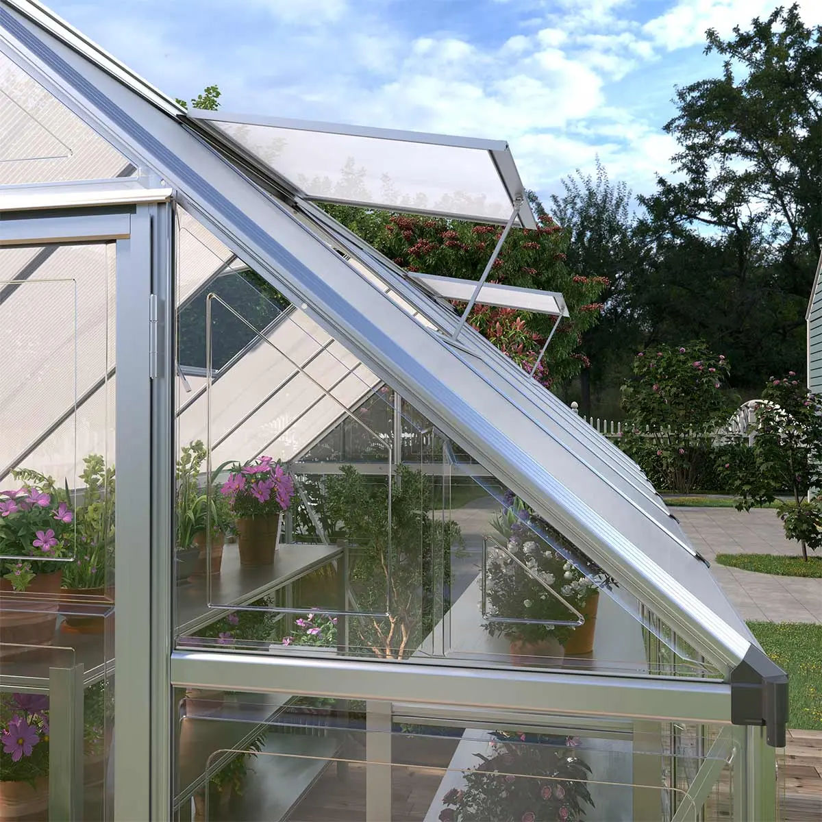 6' x 16' Crystal Clear Greenhouse, Aluminum Frame, Integrated Gutter System, Roof Vents, TMG-GH616 - Image 6