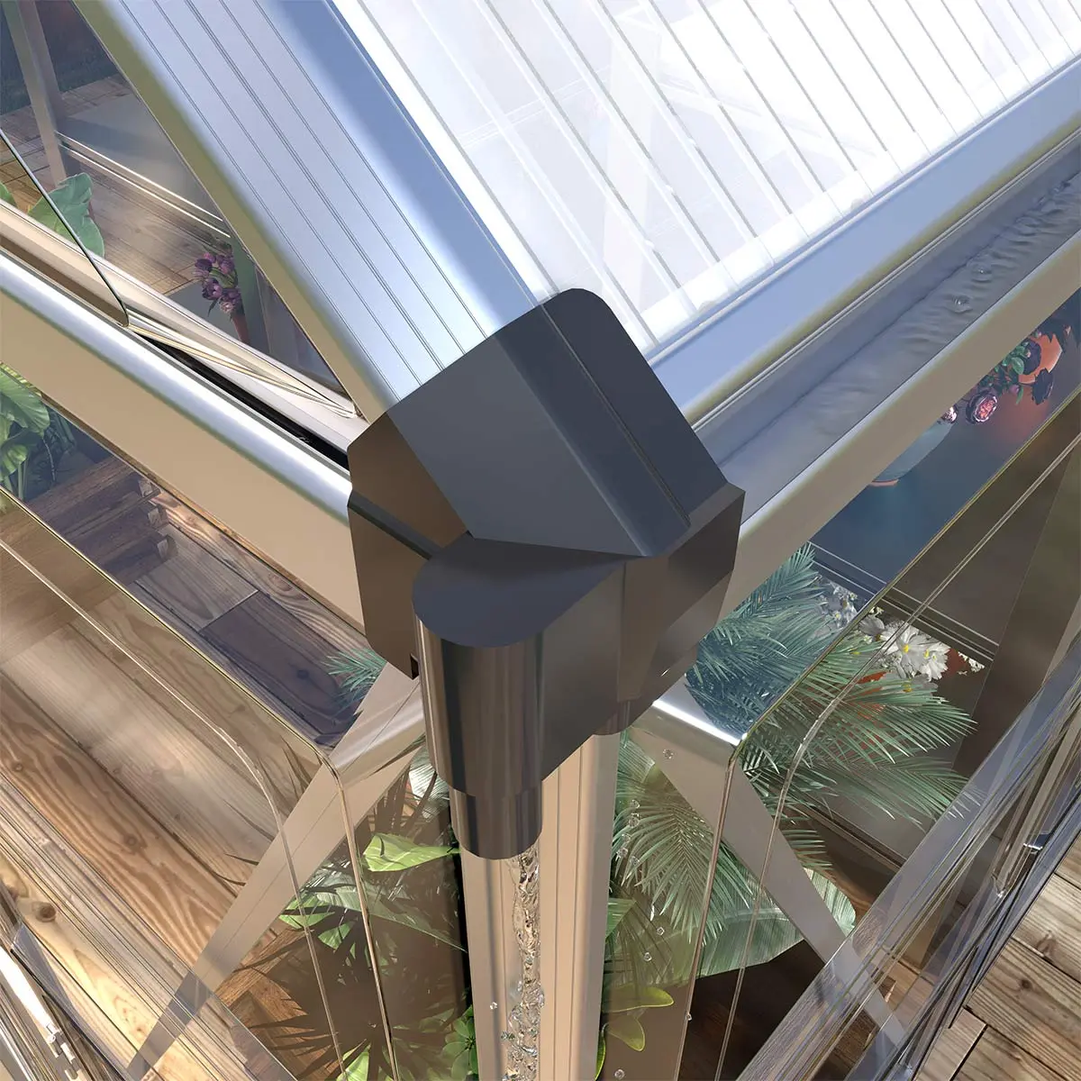 6' x 16' Crystal Clear Greenhouse, Aluminum Frame, Integrated Gutter System, Roof Vents, TMG-GH616 - Image 9