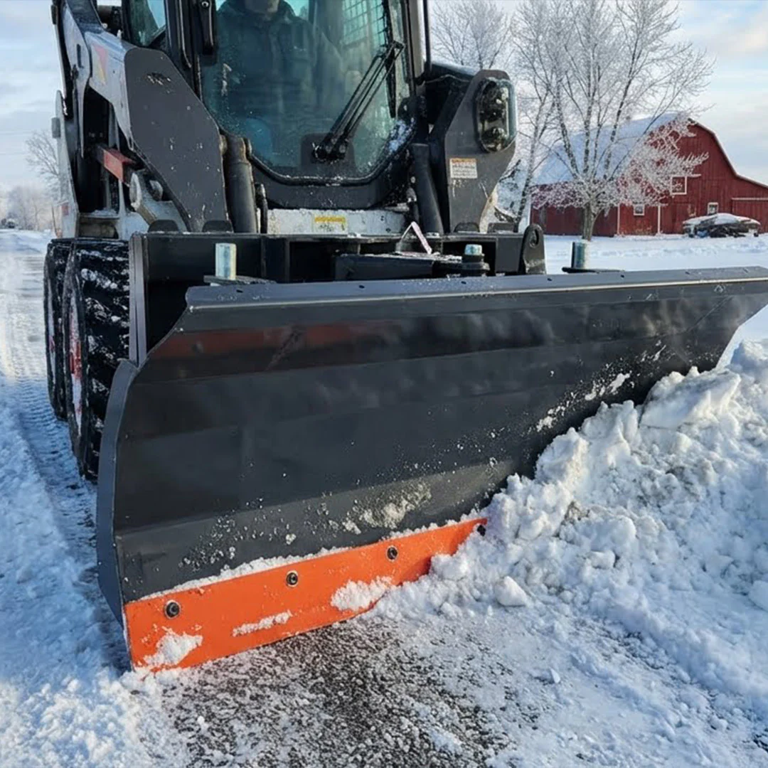 60" Skid Steer Dozer Blade/Snow Pusher, 30° Left & Right, Bolt-On Cutting Edge, Adjustable Skid Shoes, Universal Quick Mount, TMG-DB60 - Image 3