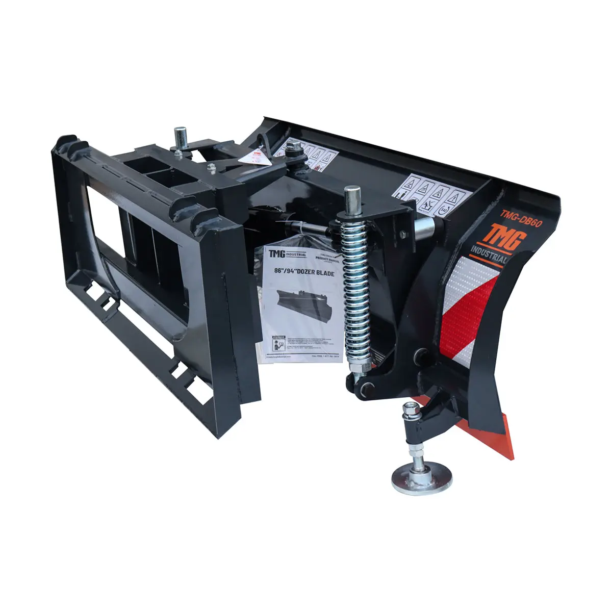 60" Skid Steer Dozer Blade/Snow Pusher, 30° Left & Right, Bolt-On Cutting Edge, Adjustable Skid Shoes, Universal Quick Mount, TMG-DB60 - Image 9