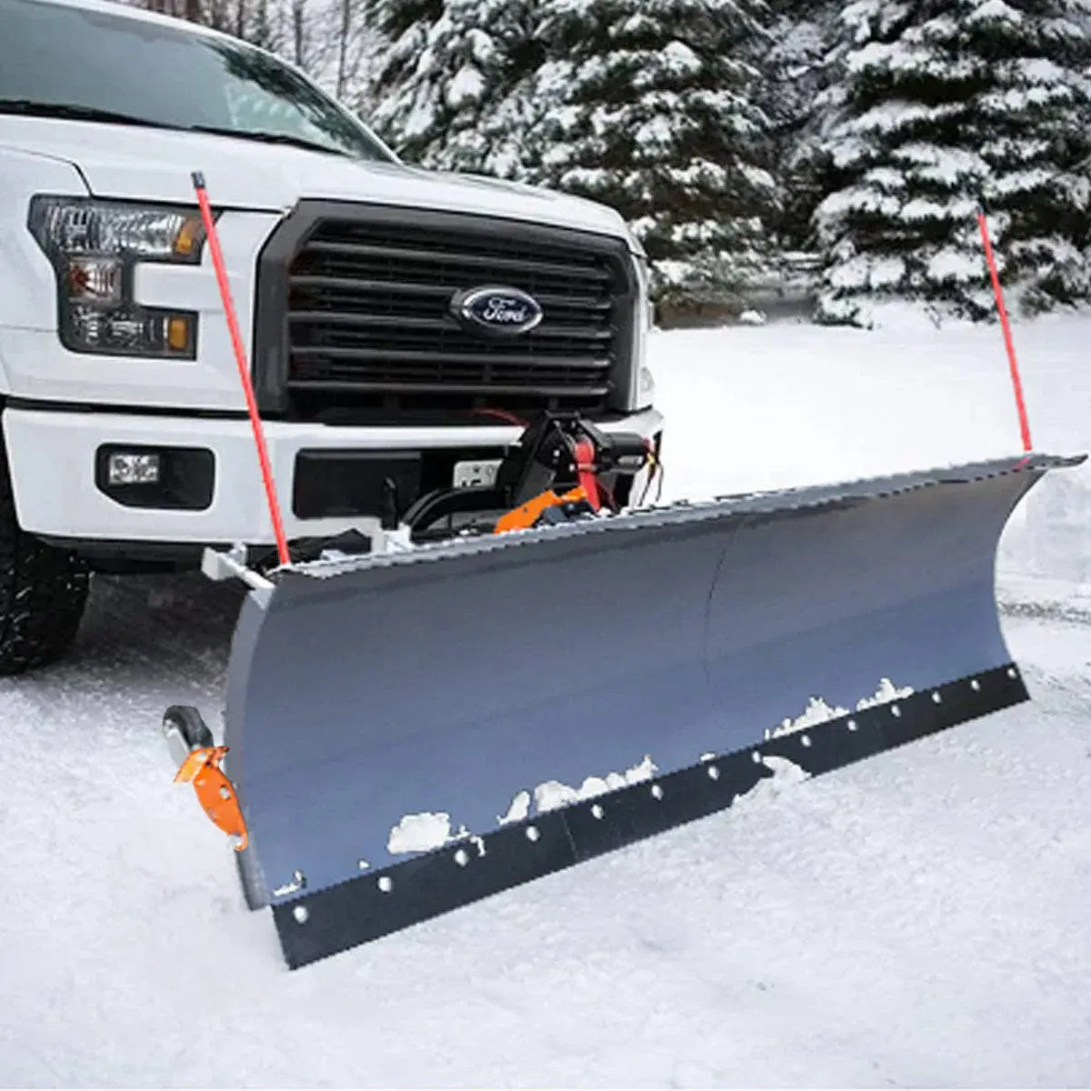 72" Truck/SUV Front Mount Snow Plow Pusher, Left and Right Angle, 2" Mount Receiver, Wireless Winch Control, TMG-TSP72 - Image 4