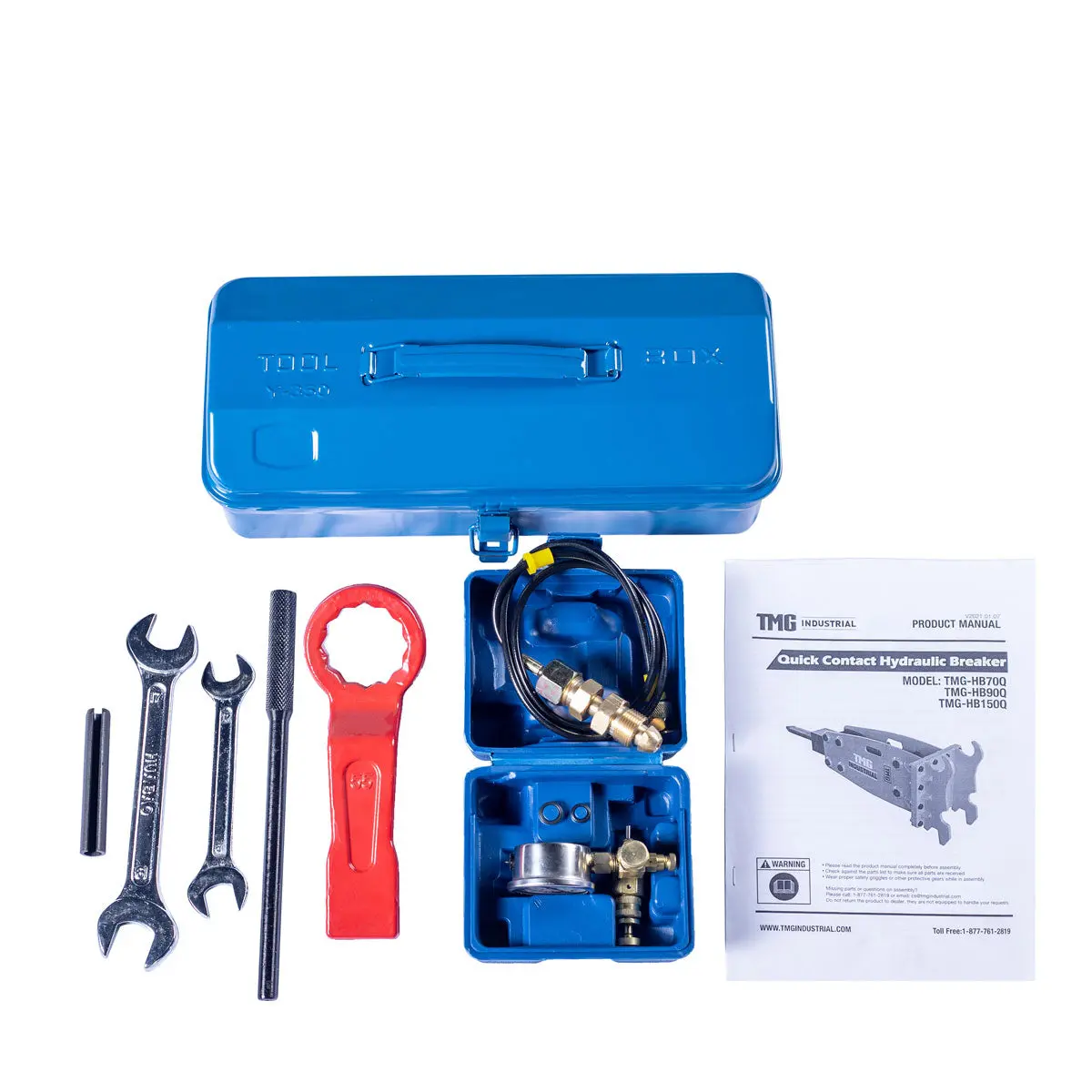 6-9 Ton Excavator/Backhoe Hydraulic Breaker, Quick Change (Q/C) Lugging, 3" Moil Point Chisel, 1030 J Impact Energy, TMG-HB90Q - Image 8