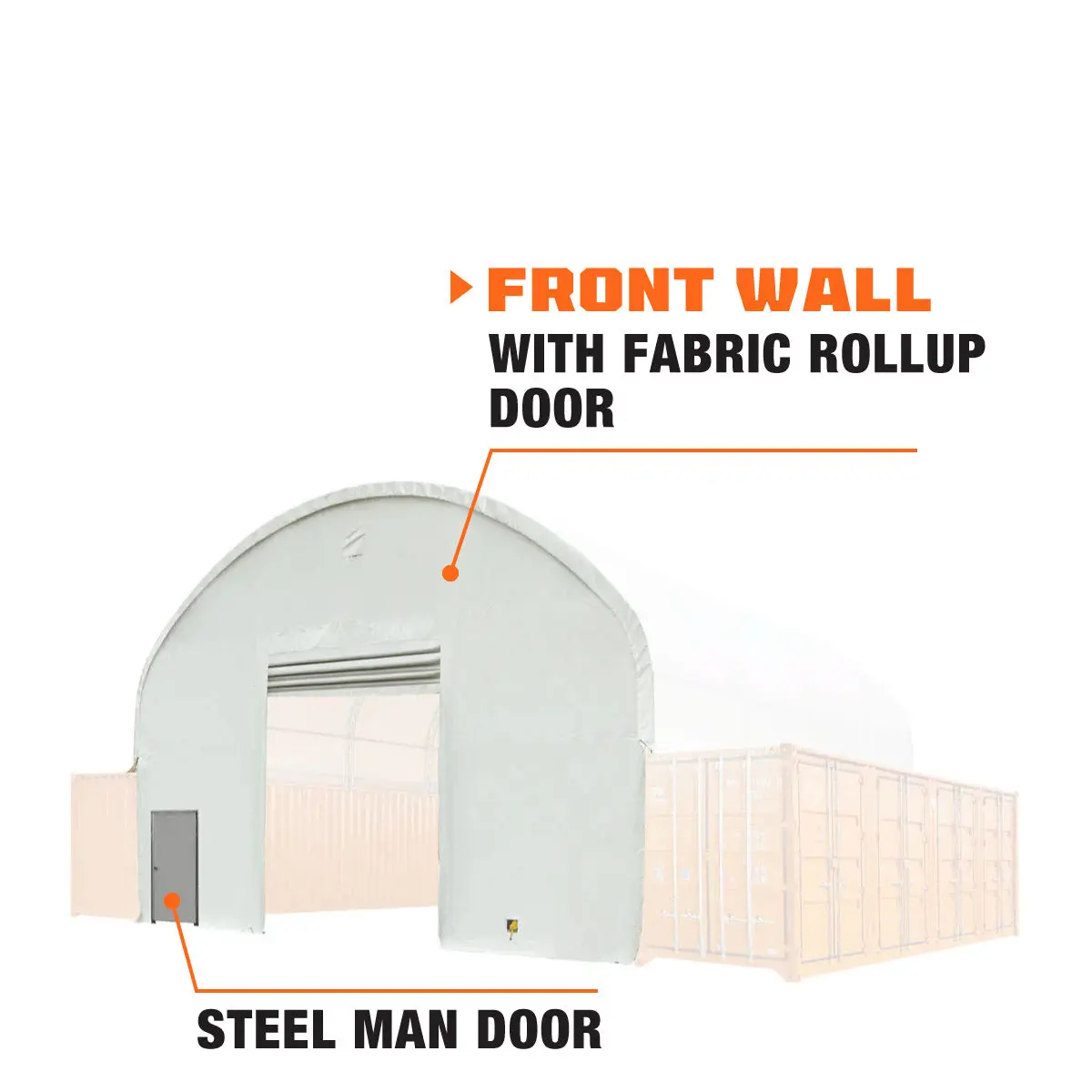 Front End Wall Kit, Compatible with TMG-DT4041C and DT4041CF container shelters installed with the standard height containers (8'6"), TMG-DT40FW8V - Image 2