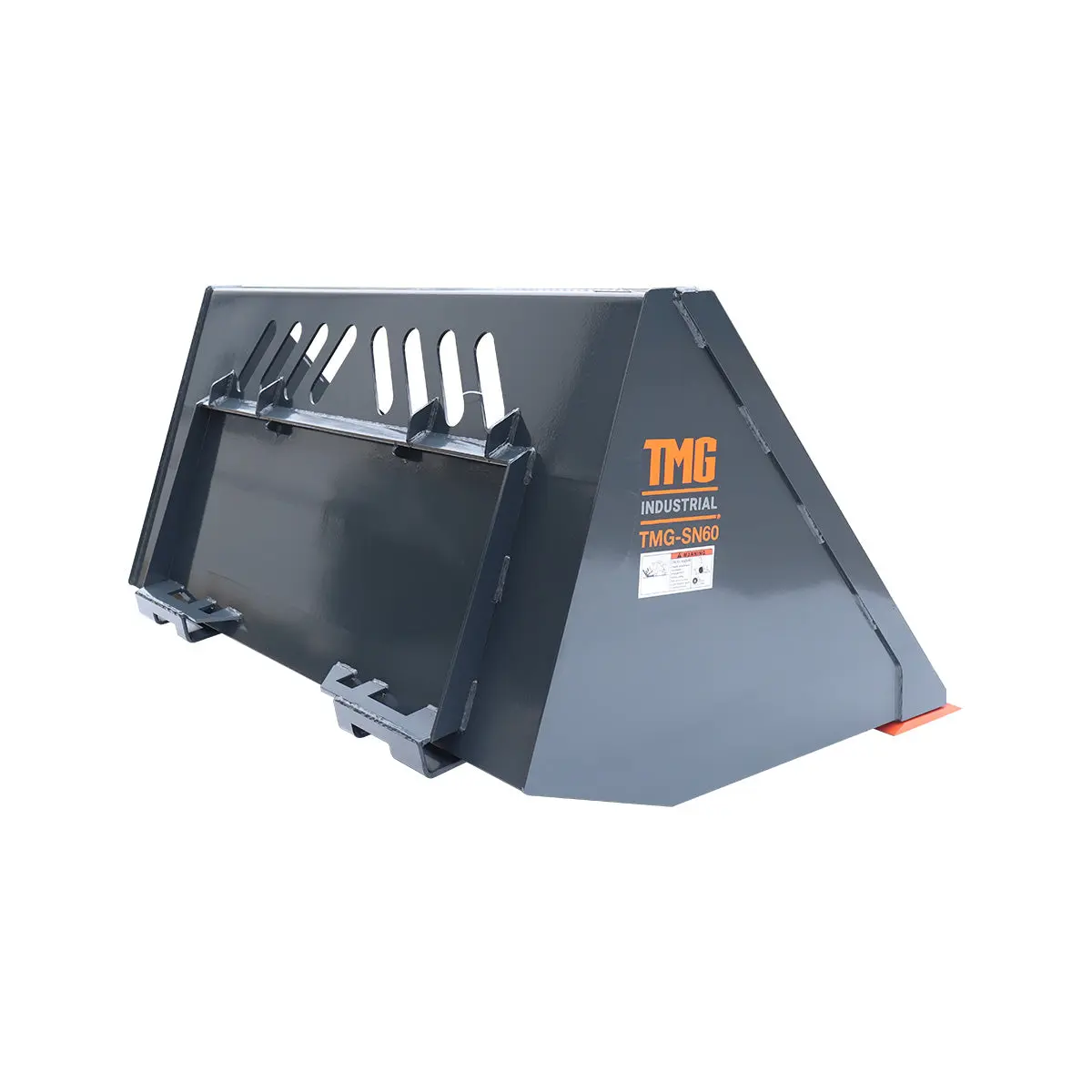 Heavy-Duty 60" Skid Steer Snow/Mulch Bucket, Bolt-On Cut Edge, 1500-lb Weight Capacity, Universal Quick Mount, TMG-SN60 - Image 11
