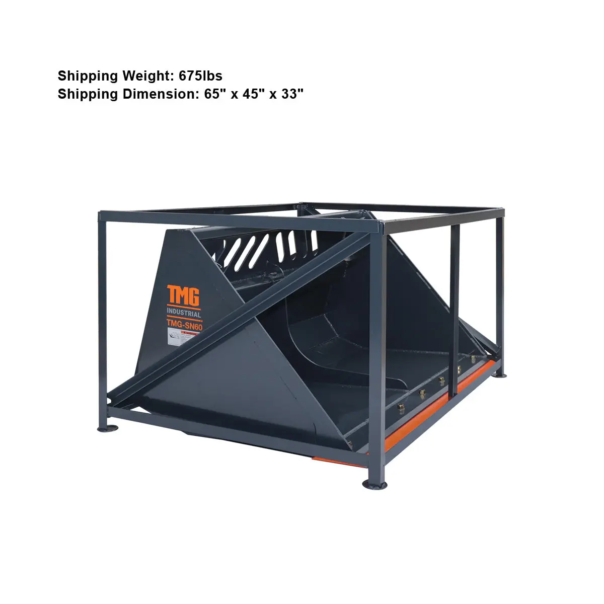 Heavy-Duty 60" Skid Steer Snow/Mulch Bucket, Bolt-On Cut Edge, 1500-lb Weight Capacity, Universal Quick Mount, TMG-SN60 - Image 9