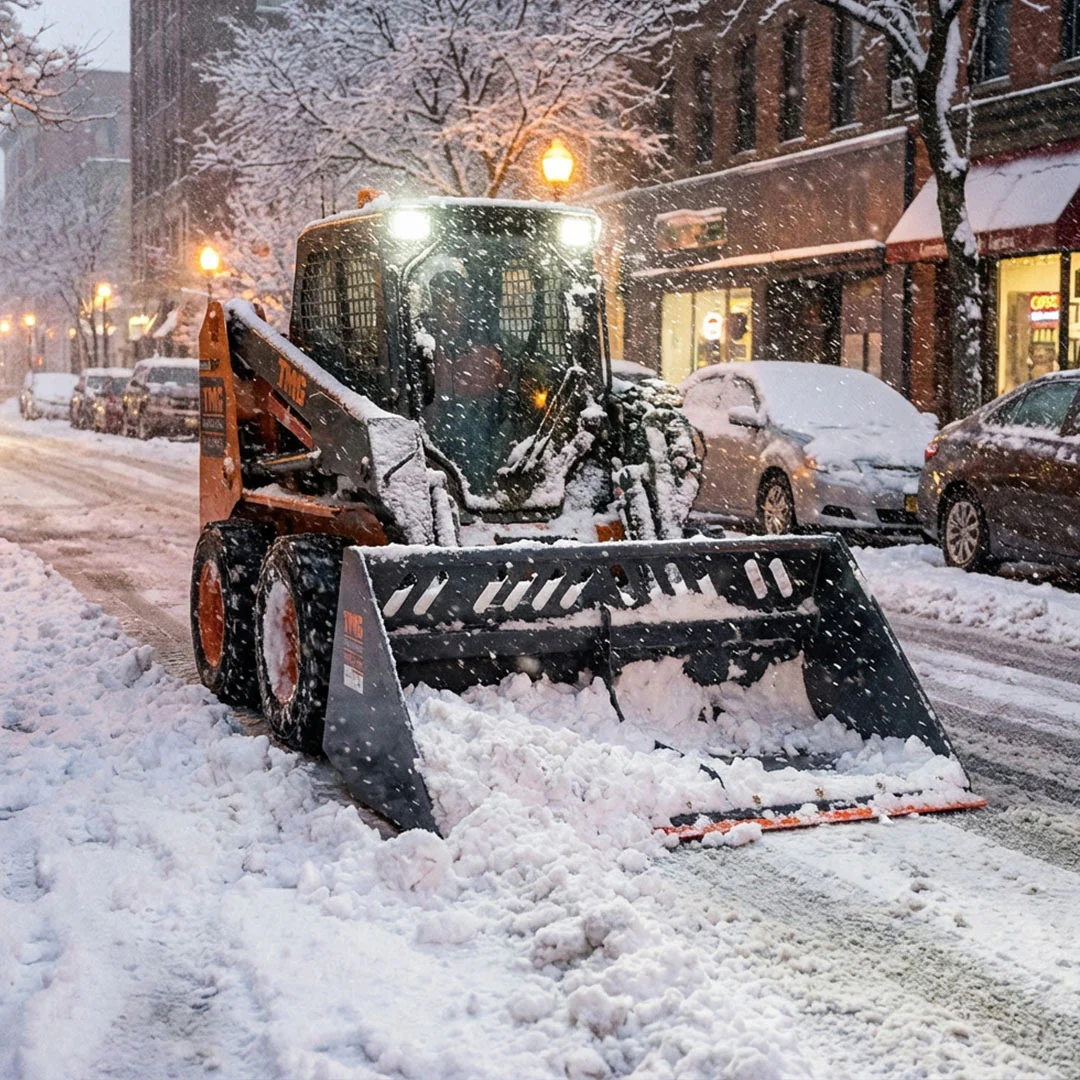 Heavy-Duty 72" Skid Steer Snow/Mulch Bucket, Bolt-On Cut Edge, 1500-lb Weight Capacity, Universal Quick Mount, TMG-SN72 - Image 4