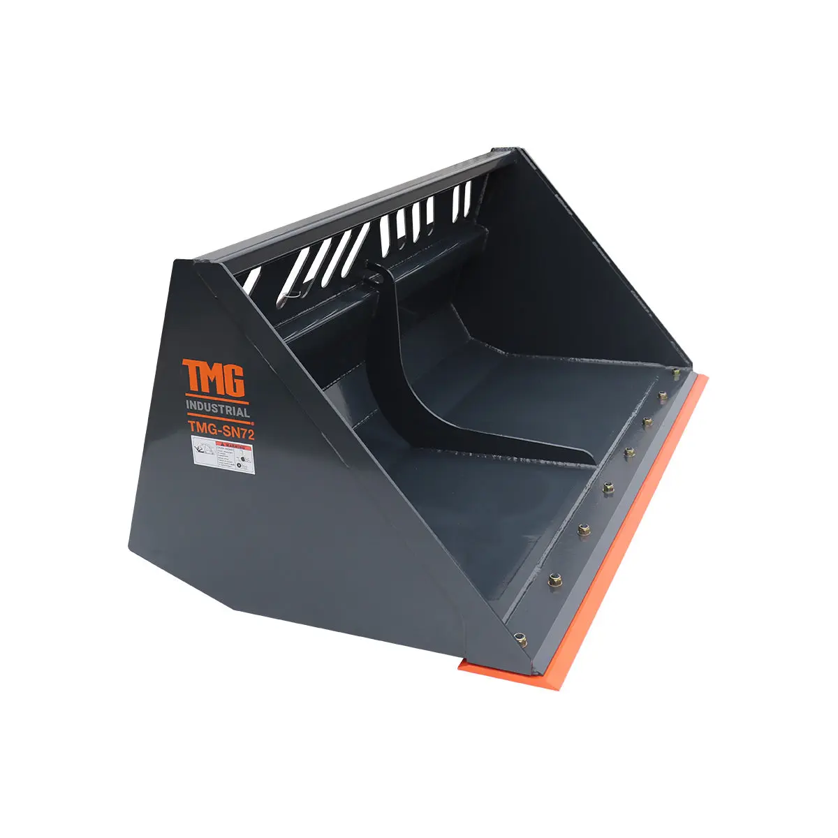 Heavy-Duty 72" Skid Steer Snow/Mulch Bucket, Bolt-On Cut Edge, 1500-lb Weight Capacity, Universal Quick Mount, TMG-SN72 - Image 8