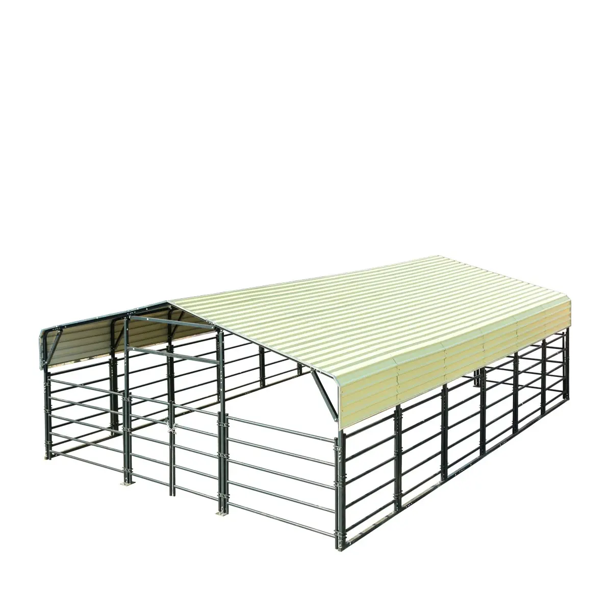 20' x 30' Livestock Corral Panel Metal Shed, 7' Sidewall Height, 5' Corral Panel Height, 600 Sq-Ft, 27 GA Corrugated Panels, TMG-MS2030LC - Image 3