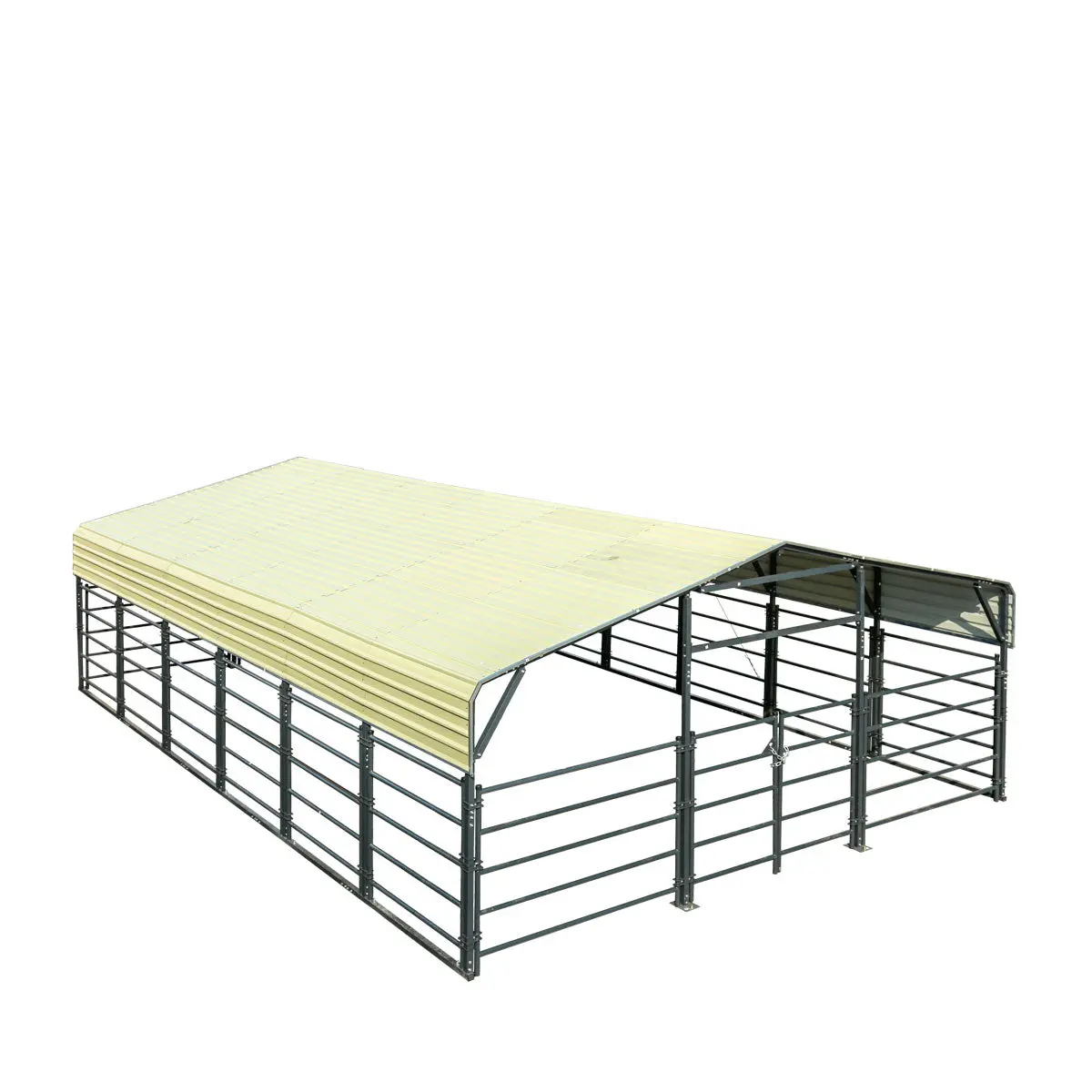 20' x 30' Livestock Corral Panel Metal Shed, 7' Sidewall Height, 5' Corral Panel Height, 600 Sq-Ft, 27 GA Corrugated Panels, TMG-MS2030LC - Image 7