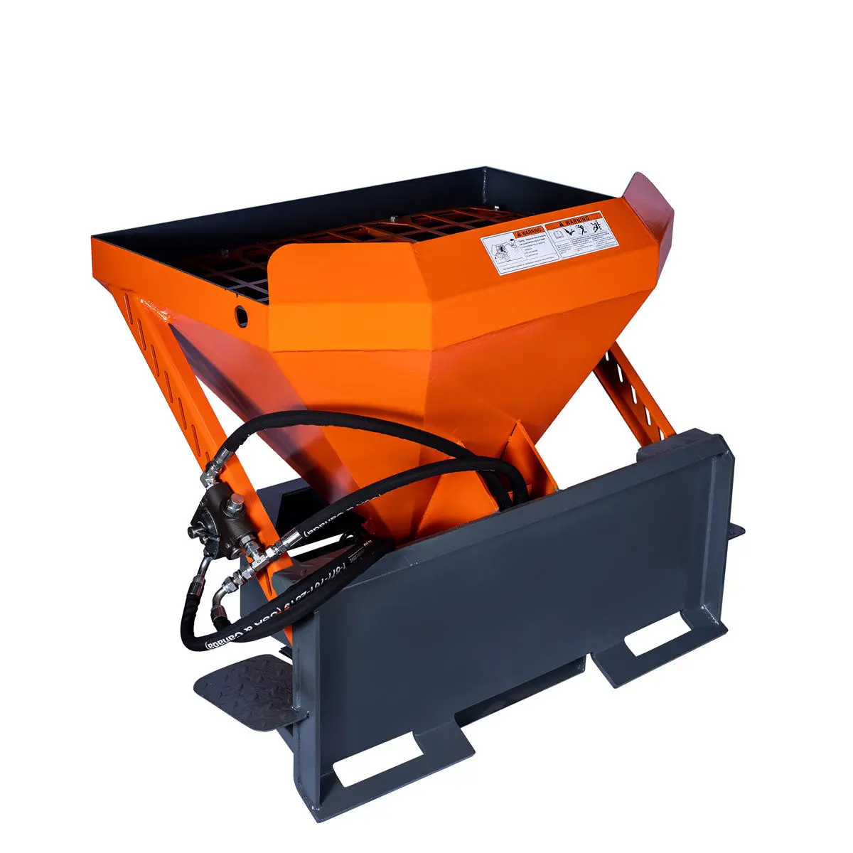 Skid Steer Tilt-N-Scoop Material Spreader, 10 Cu-Ft Capacity, 30' Wide Spread Range, Snow salt spreader,6.5-12 GPM Flow Rate, Sidewalk Skirt, Universal Mount, TMG-MSS10 - Image 7