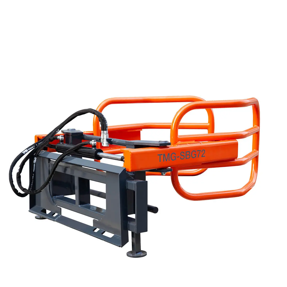 72" Skid Steer Hydraulic Round Bale Gripper/Squeeze, 2500 lb Capacity, 35" Depth, Dual Kickstands, Tubular Arms, Universal Quick-Mount, TMG-SBG72 - Image 3
