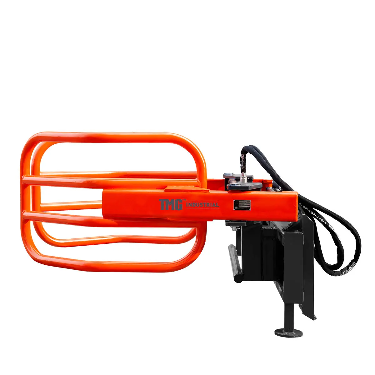 72" Skid Steer Hydraulic Round Bale Gripper/Squeeze, 2500 lb Capacity, 35" Depth, Dual Kickstands, Tubular Arms, Universal Quick-Mount, TMG-SBG72 - Image 6