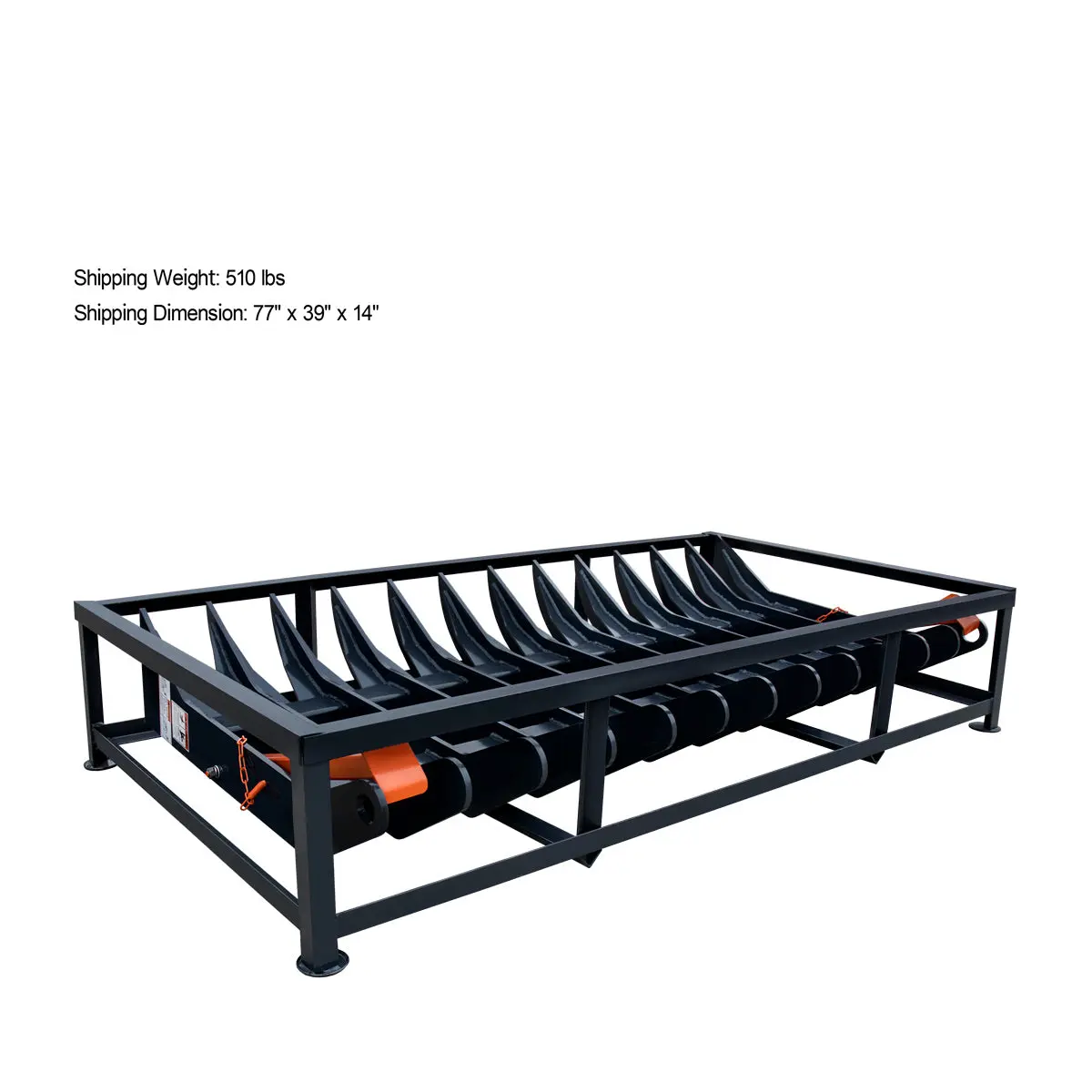 72" Skid Steer Root Debris Rake Attachment, Universal Mount, 6" Tine Spacing, 30-50 HP Skid Steers, TMG-SDR72 - Image 11