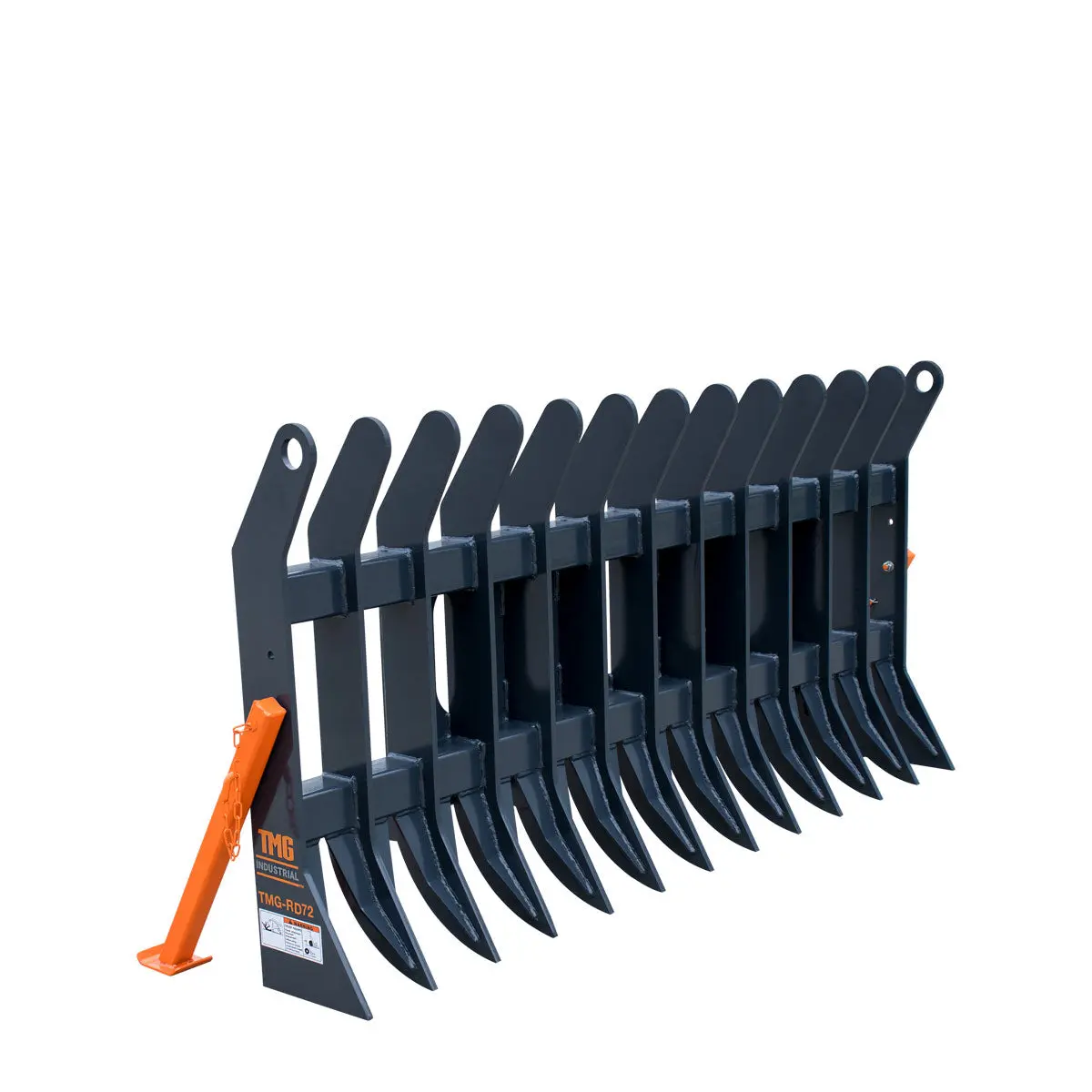 72" Skid Steer Root Debris Rake Attachment, Universal Mount, 6" Tine Spacing, 30-50 HP Skid Steers, TMG-SDR72 - Image 3