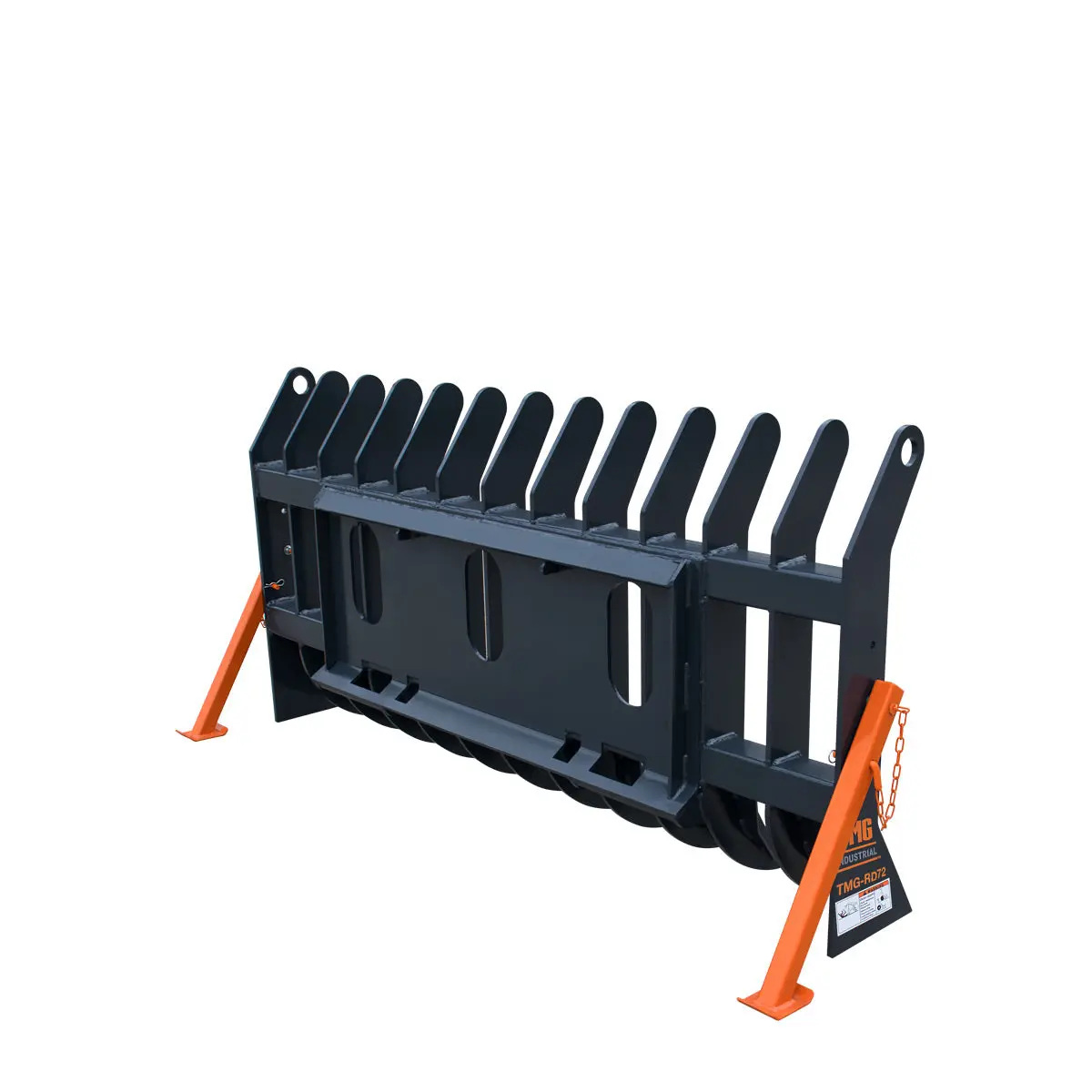 72" Skid Steer Root Debris Rake Attachment, Universal Mount, 6" Tine Spacing, 30-50 HP Skid Steers, TMG-SDR72 - Image 5