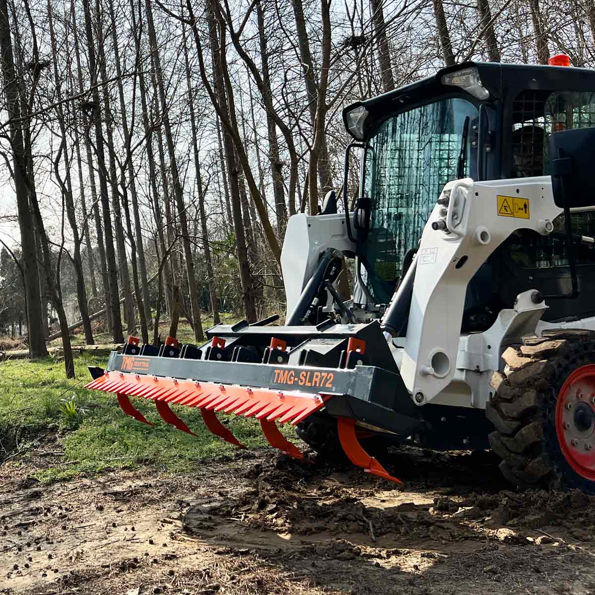 72" Skid Steer Land Ripper w/Rake Comb, Scarifier, Dethatcher, Forward & Reverse, Depth Adjustable Ripping Teeth, TMG-SLR72 - Image 3
