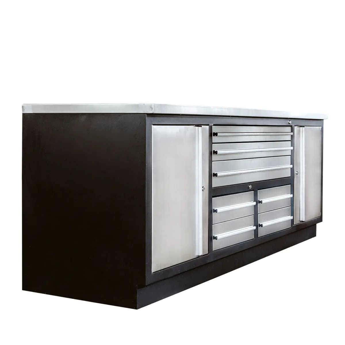 Pro Series 7' Stainless Steel Workbench, 7 Lockable Drawers, 2 Storage Cabinets, All-in-One Welded Frame, TMG-WB707S (Previously TMG-WB85S) - Image 3