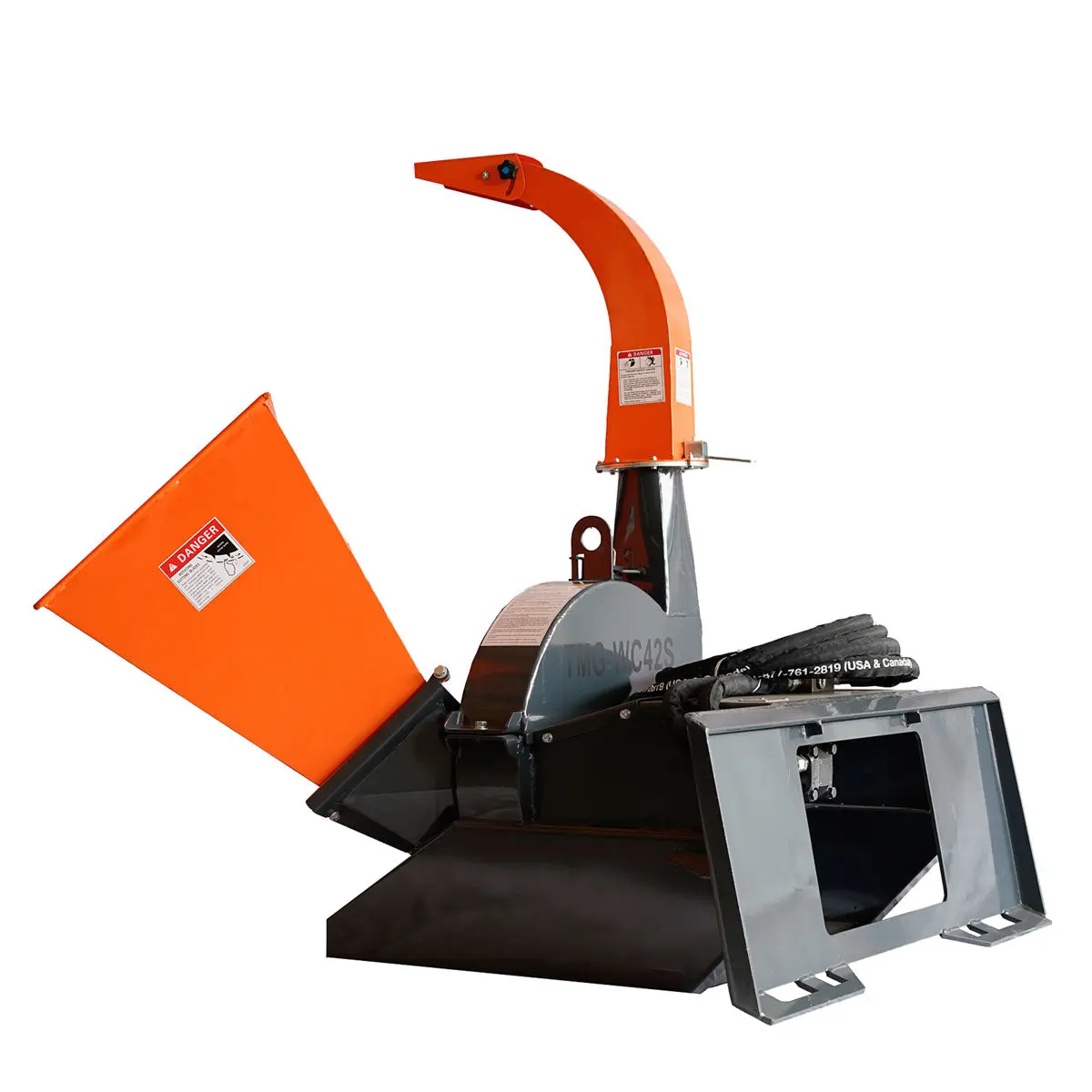 4" Skid Steer Wood Chipper, Gravity-Fed, Universal Skid Steer Mount, TMG-WC42S - Image 7